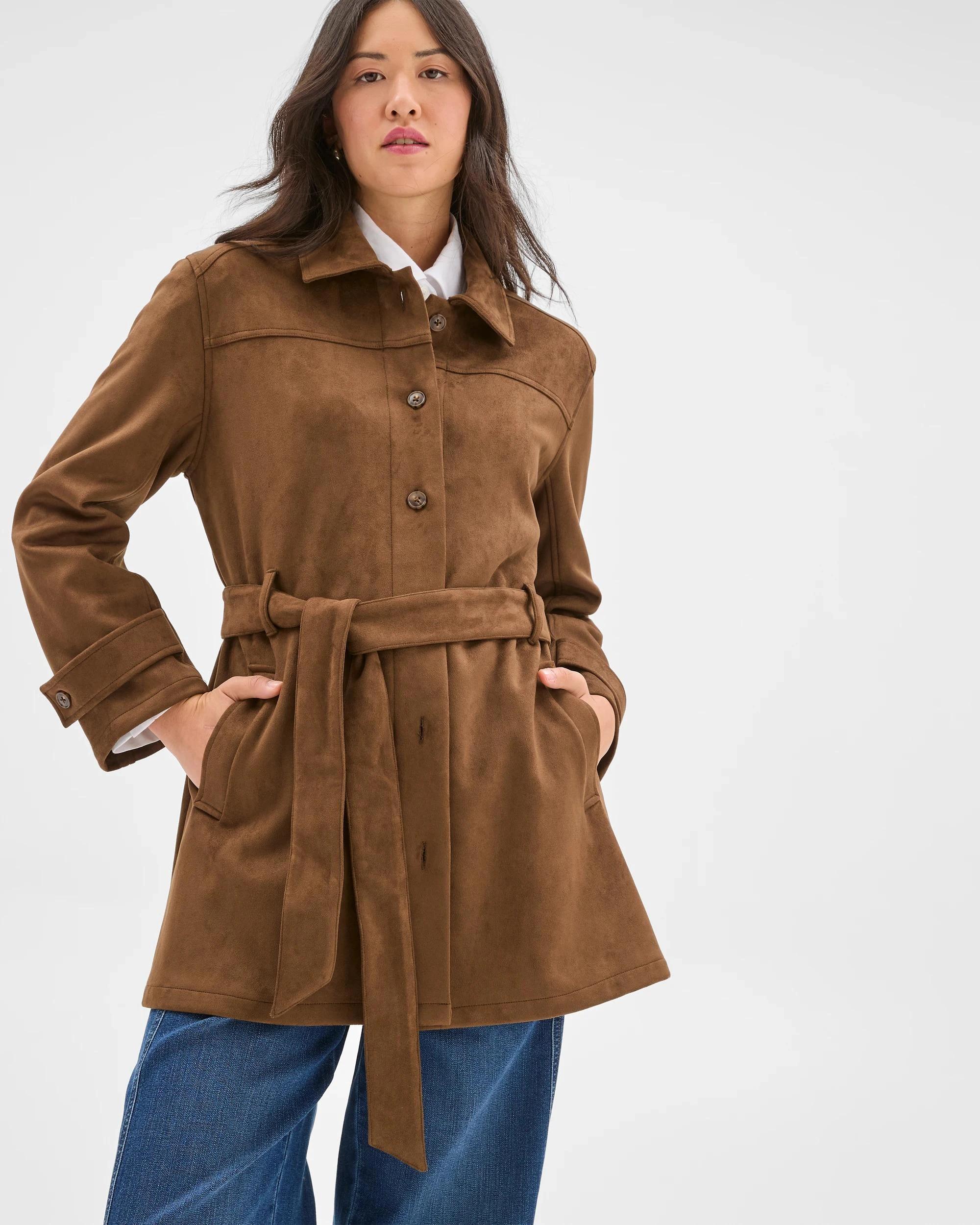 2 Target Woman Faux Suede Long Sleeve Jacket FALL LEAF, 2 of 7