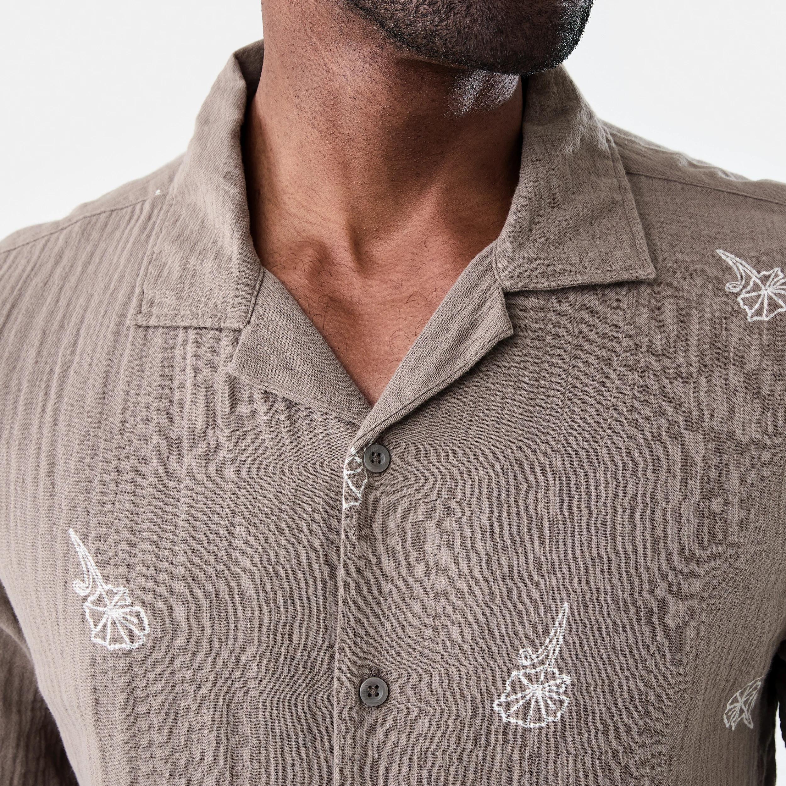5 Short Sleeve Double Cloth Print Shirt EAGLE BROWN, 5 of 6