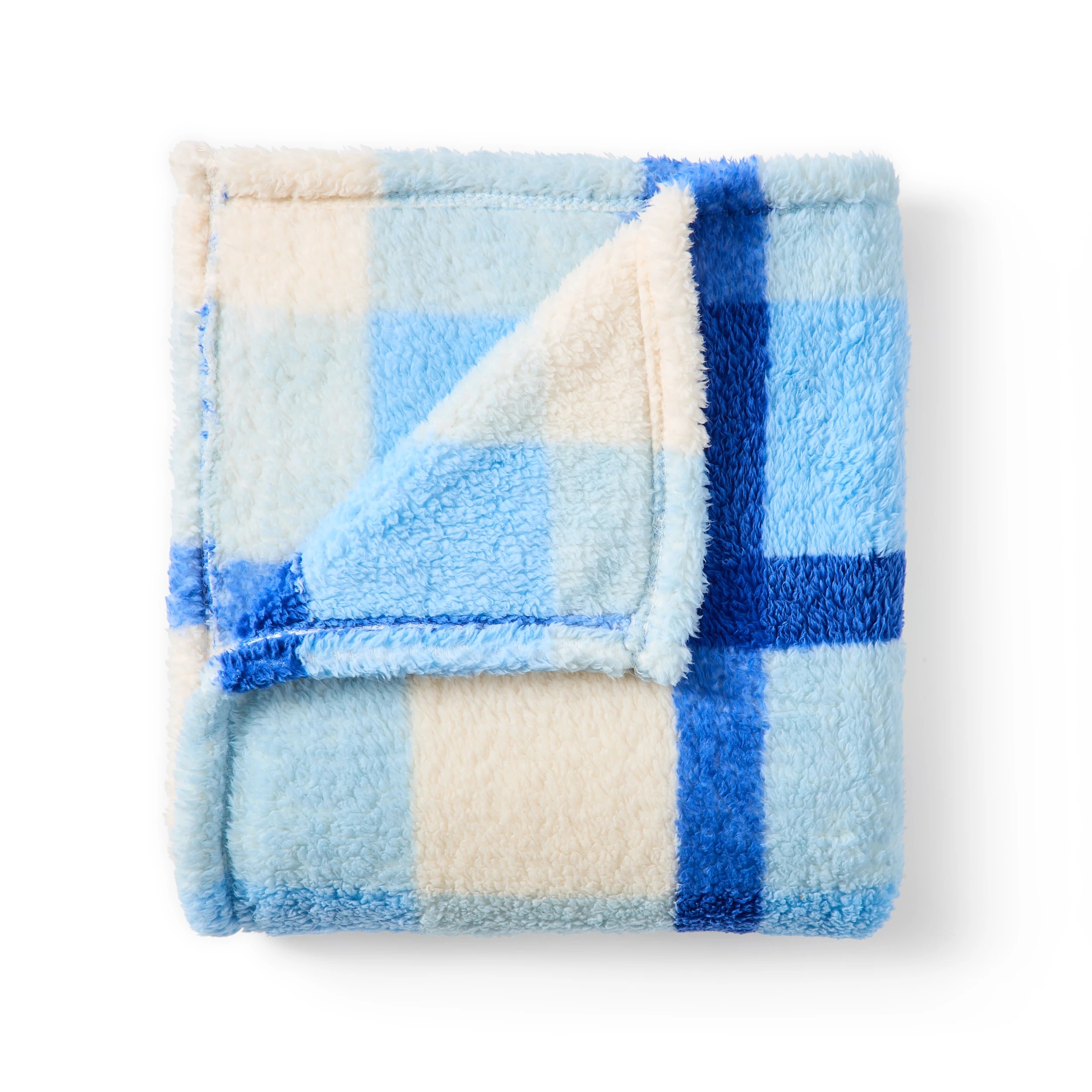 4 Check Teddy Fleece Throw - Blue, 4 of 6