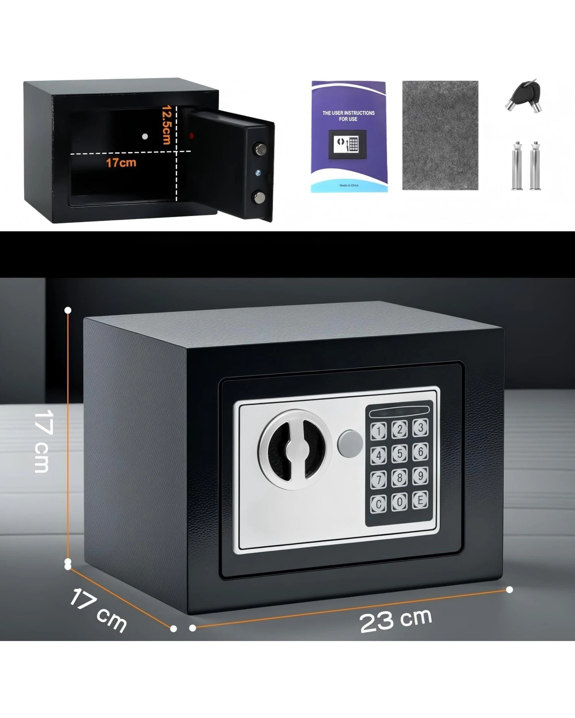 3 Advwin Security Safe and Lock Box 6.5 L/0.23 Cubic Feet - Black, 3 of 8