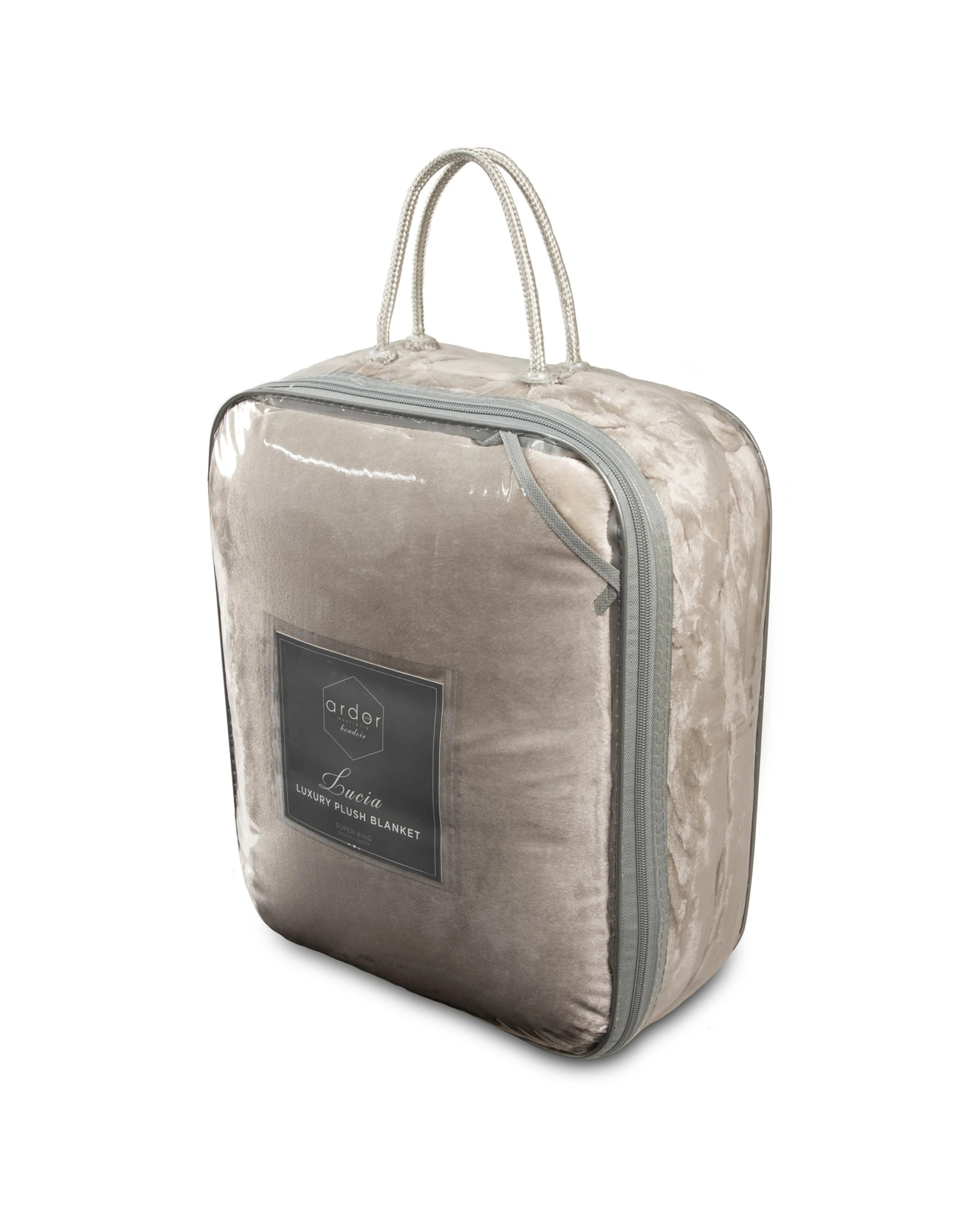 3 Ardor Boudoir Lucia Luxury Plush Velvet Queen Bed Blanket Stone - Beige, 3 of 4