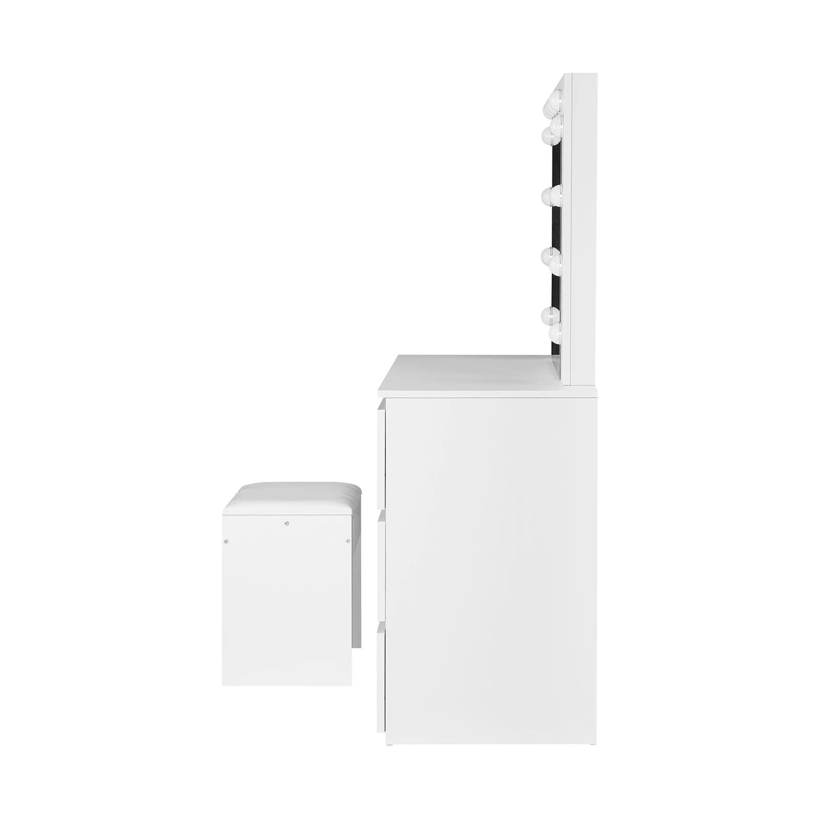 8 Oikiture Dressing Table Stool Set Makeup Desk Mirror Storage 12 Led Bulbs
 - White, 8 of 9