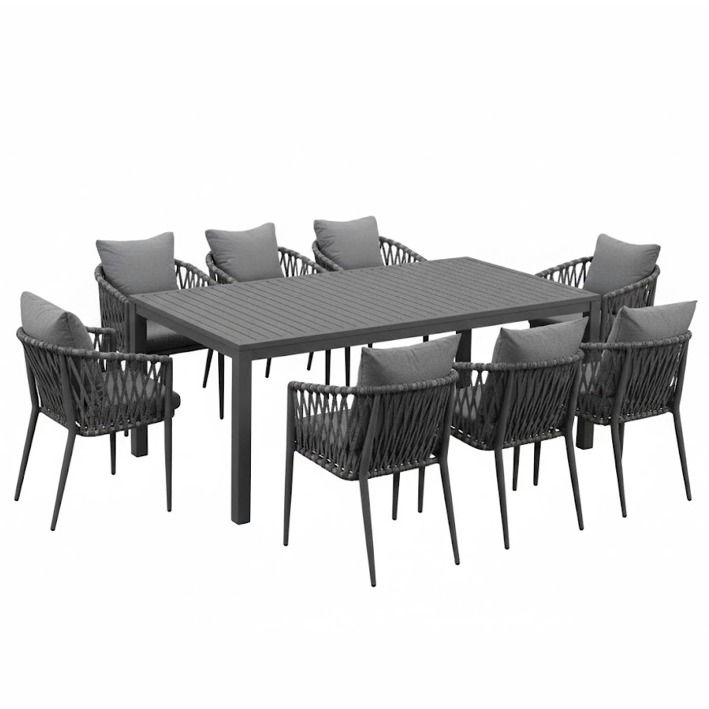 1 Moda Living La Perouse 9-Piece Charcoal Aluminium Outdoor Dining Set with Mornington Chairs - White, 1 of 10