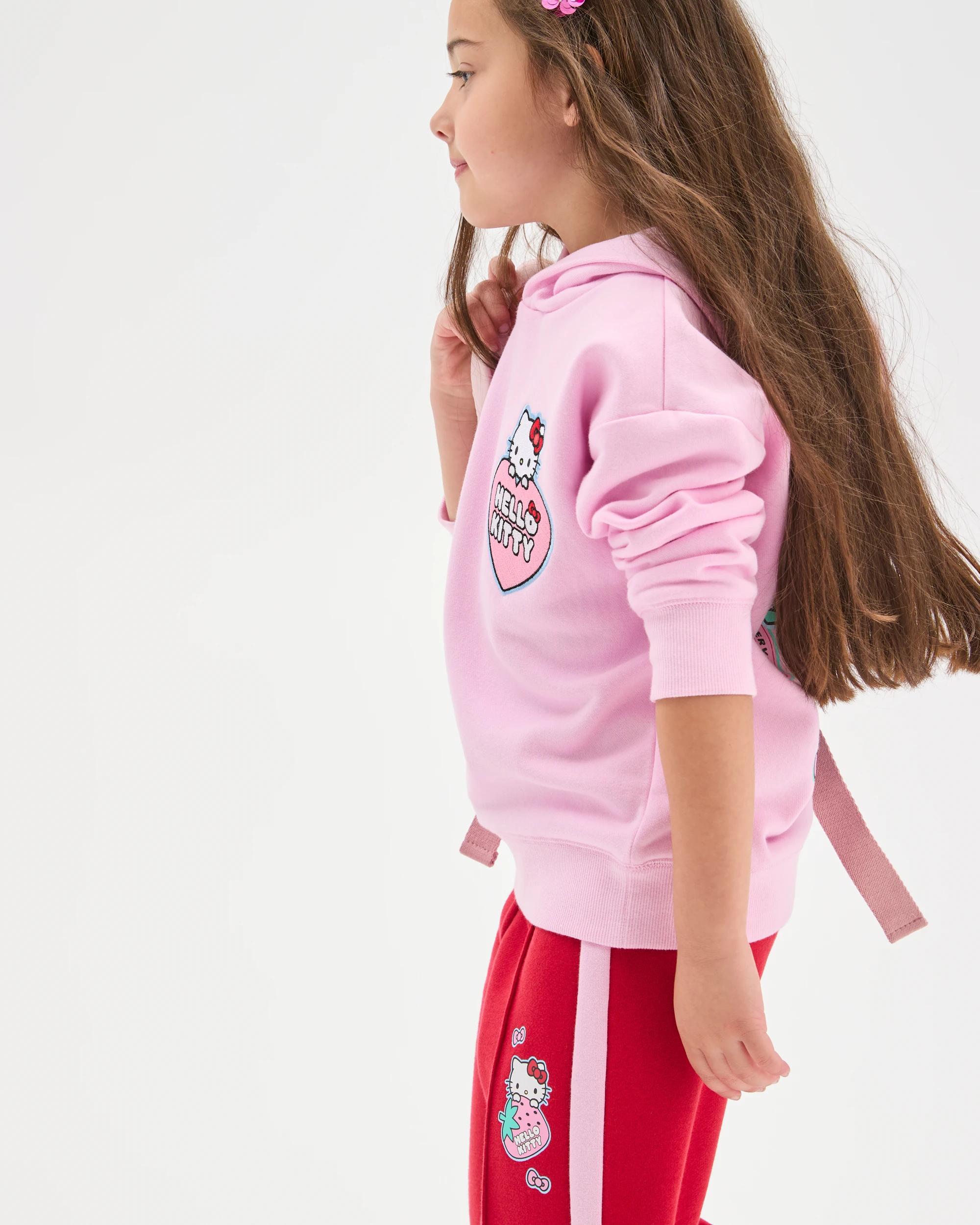 4 Hello Kitty Australian Cotton Blend Fleece Trackpants RED/PINK STRIP, 4 of 6