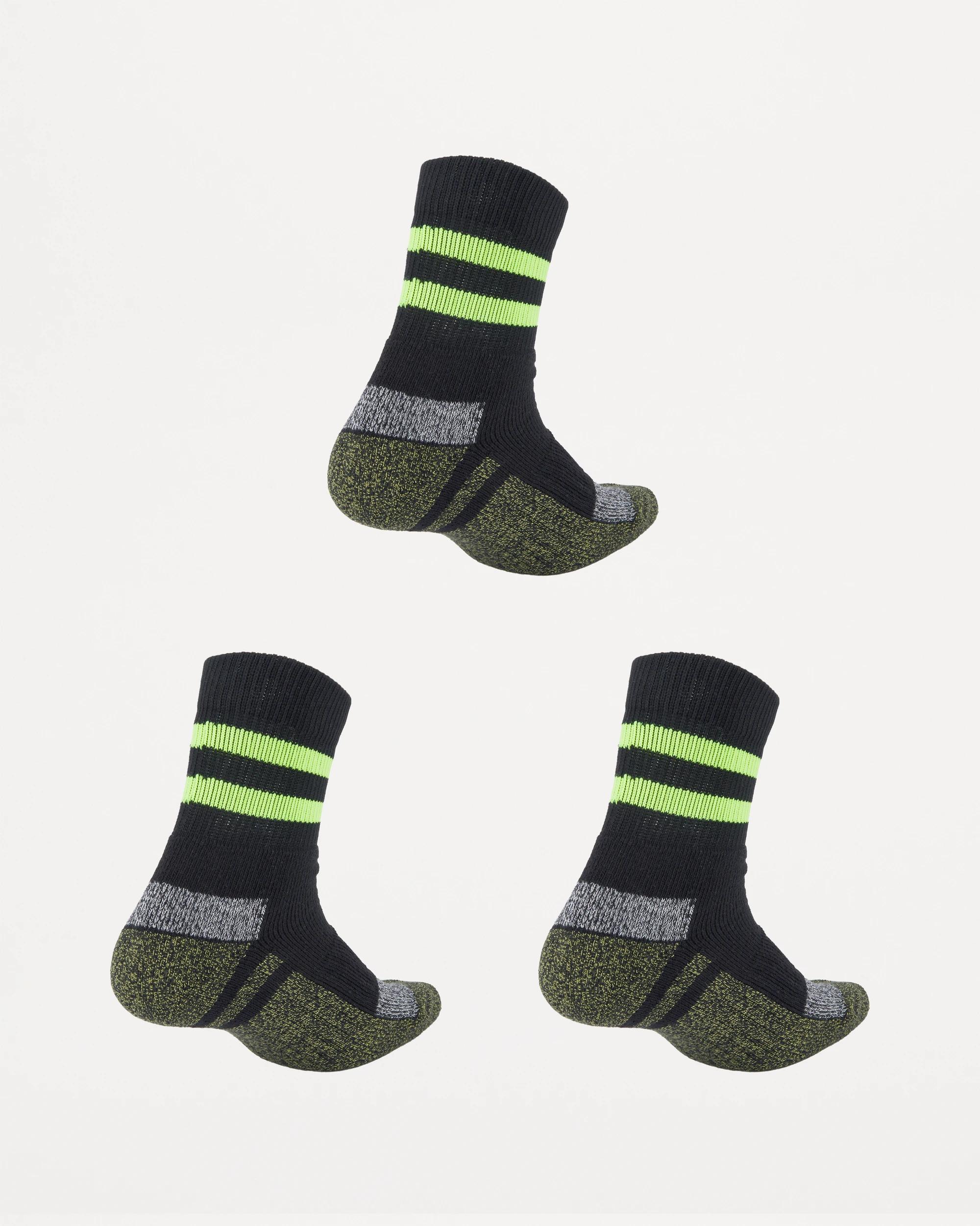 2 3 Pack Cotton Quarter Crew Socks BLACK YELLOW, 2 of 3