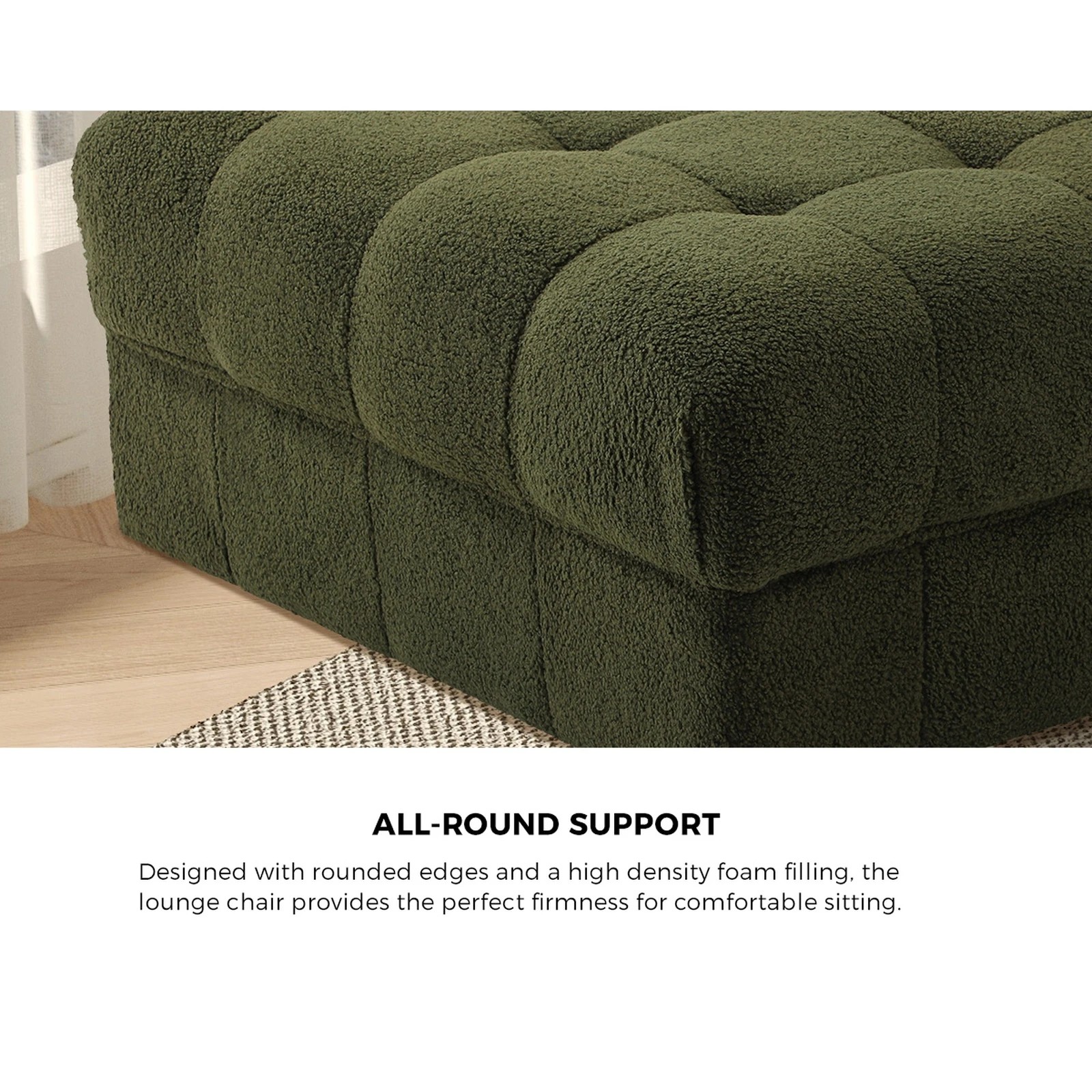6 Oikiture 1 Seater Boucle Modular Ottoman Lounge Chair Armless Tofu
 - Green, 6 of 10