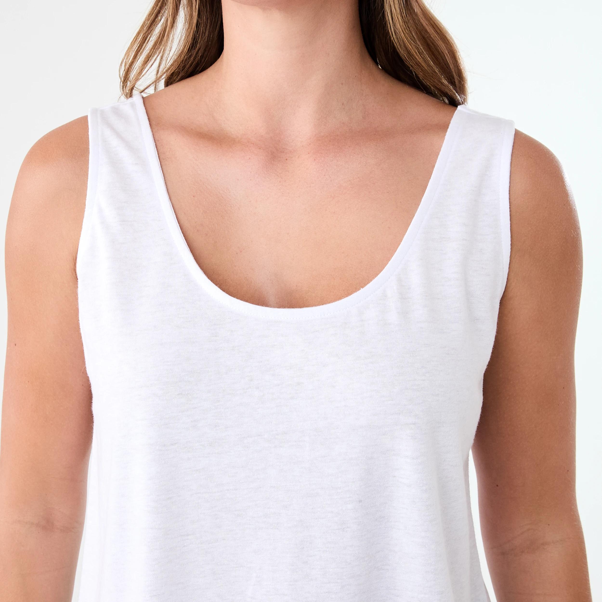 5 Sleeveless Linen Blend Scoop Neck Tank White, 5 of 5