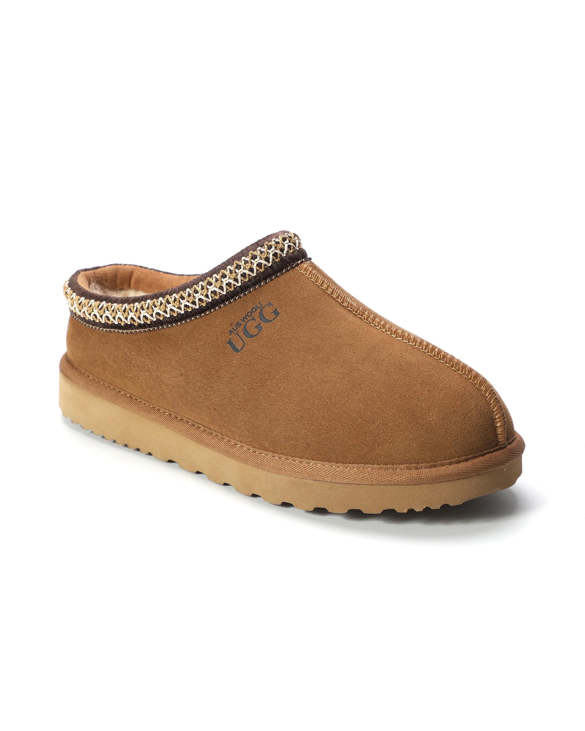 1 AUS WOOLI Sheepskin Ankle Braid Croydon UGG Slippers TAN, 1 of 6