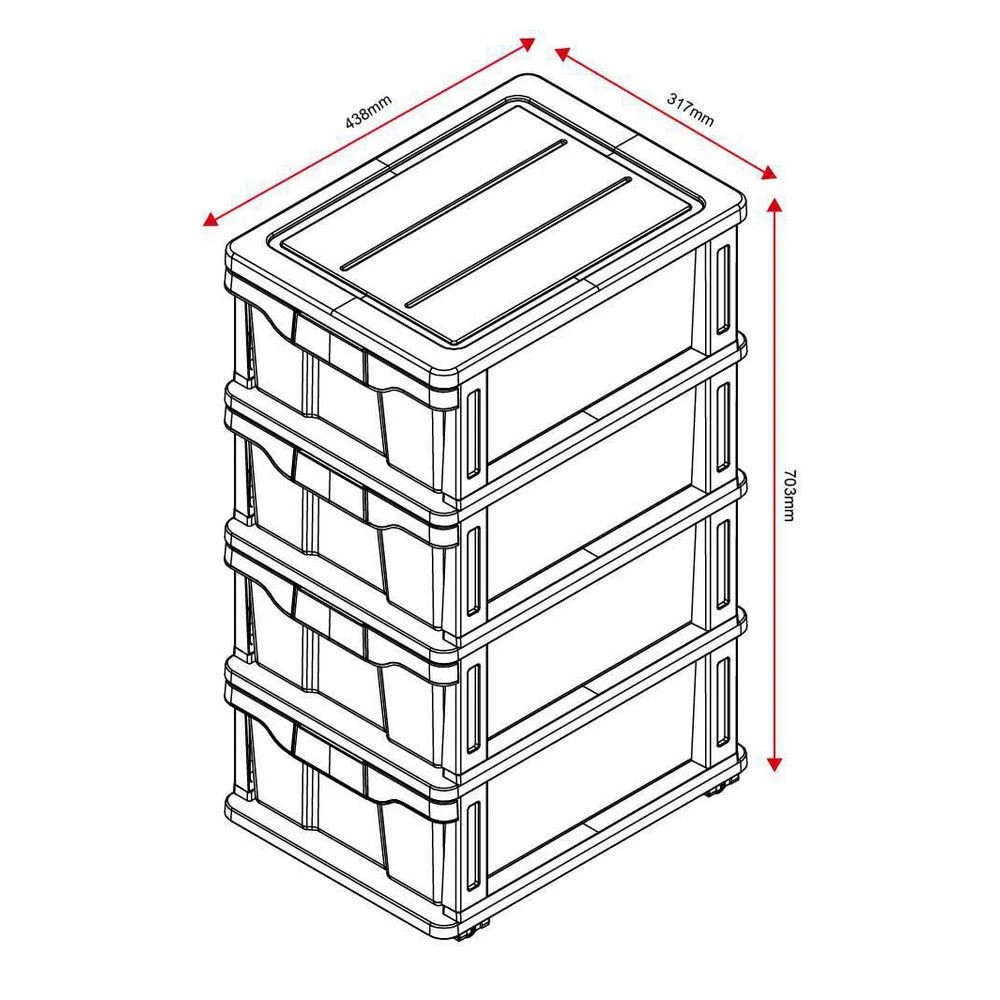9 J.Burrows 4 Drawer Storage Tower on Wheels Black, 9 of 10