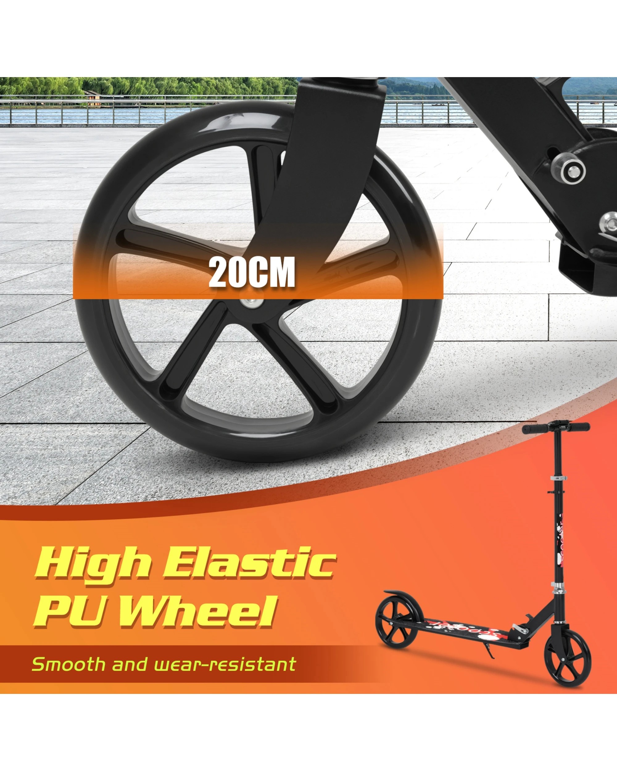 9 Advwin Folding Kids Kick Scooter w/ Big Wheel & Adjustable Height Red, 9 of 10