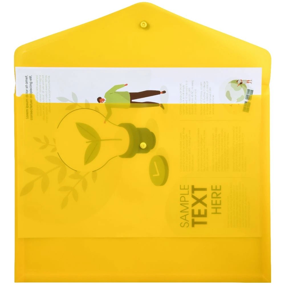 2 J.Burrows A3 Button Document Wallet Yellow, 2 of 3