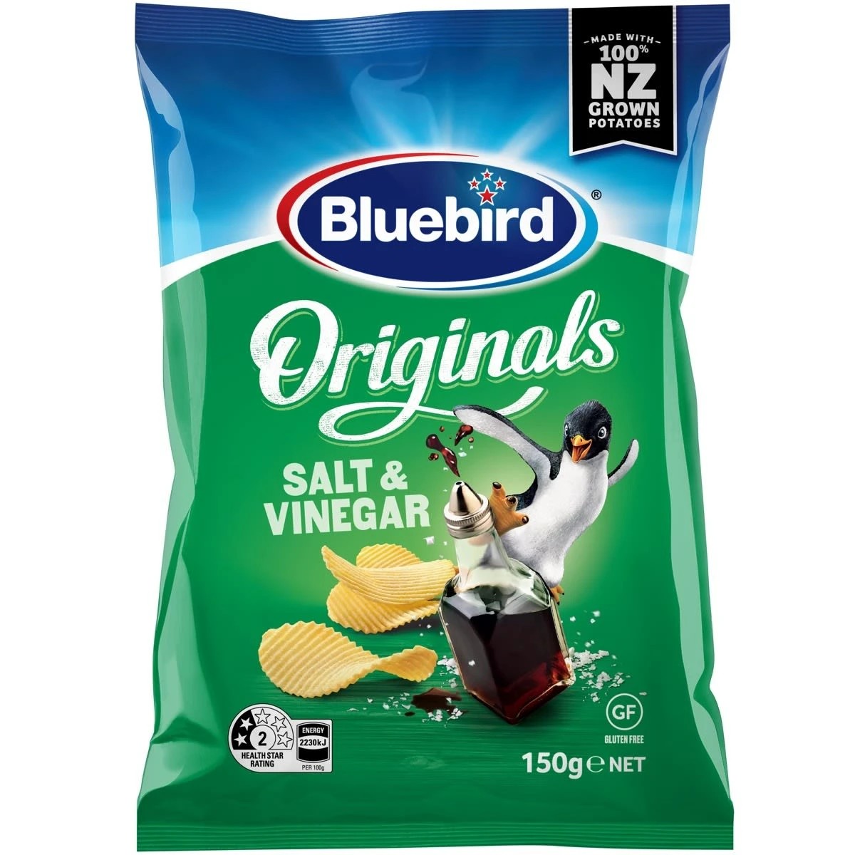 1 Bluebird Originals Salt and Vinegar Chips 150g, 1 of 1