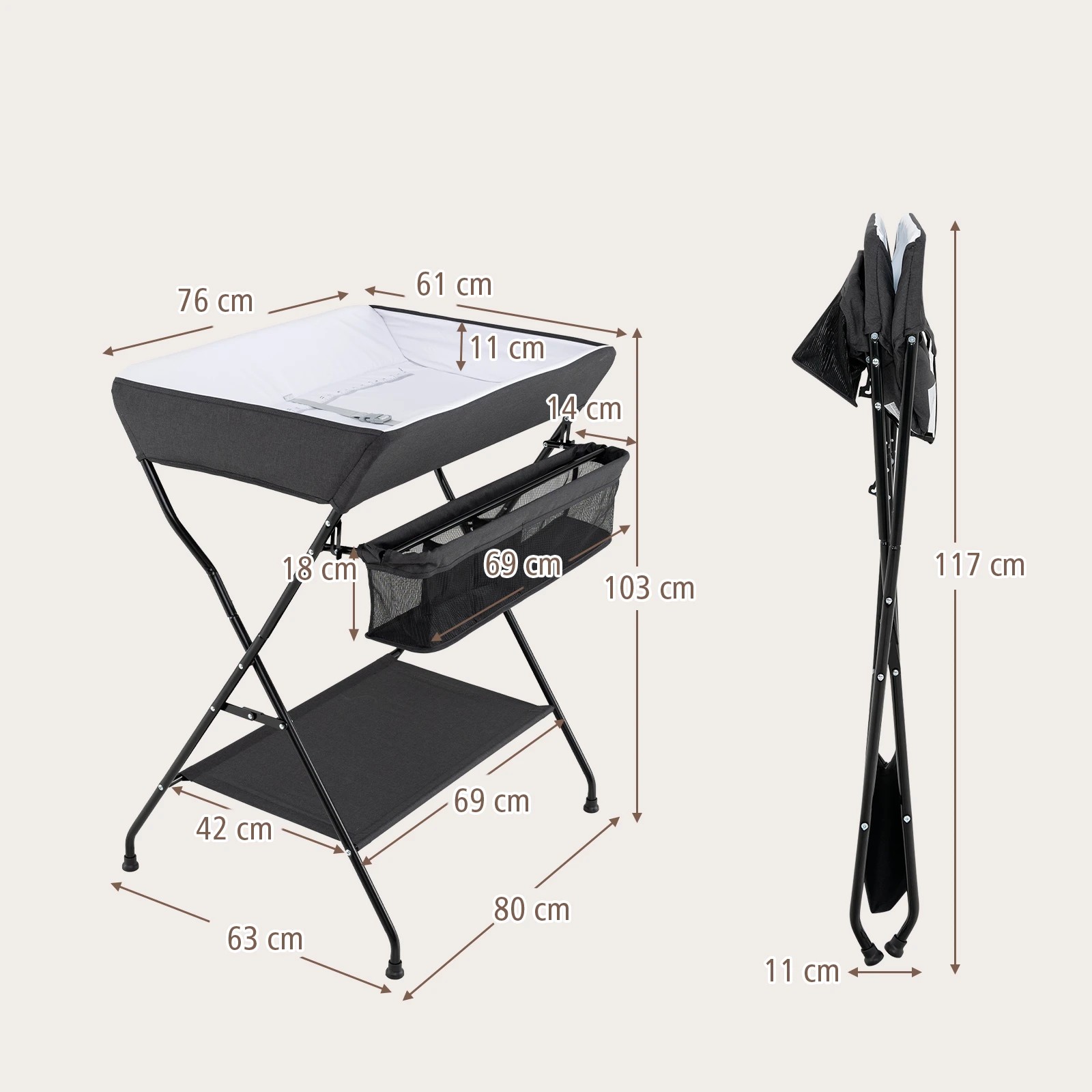4 Costway Folding Change Table Nursery Organizer, 4 of 6