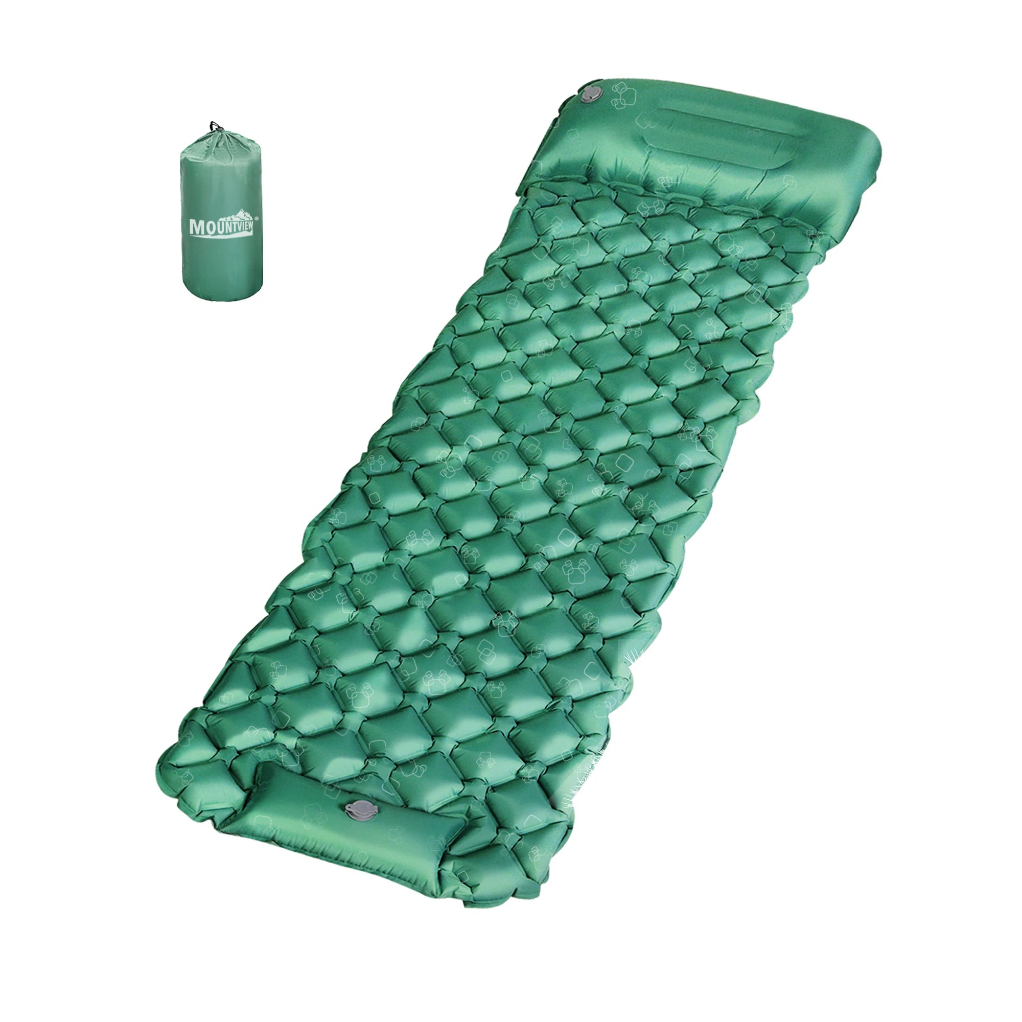 1 Mountview Self Inflating Mattress Camping Air Bed Sleeping Pad Double Pillow Bag - Green, 1 of 9