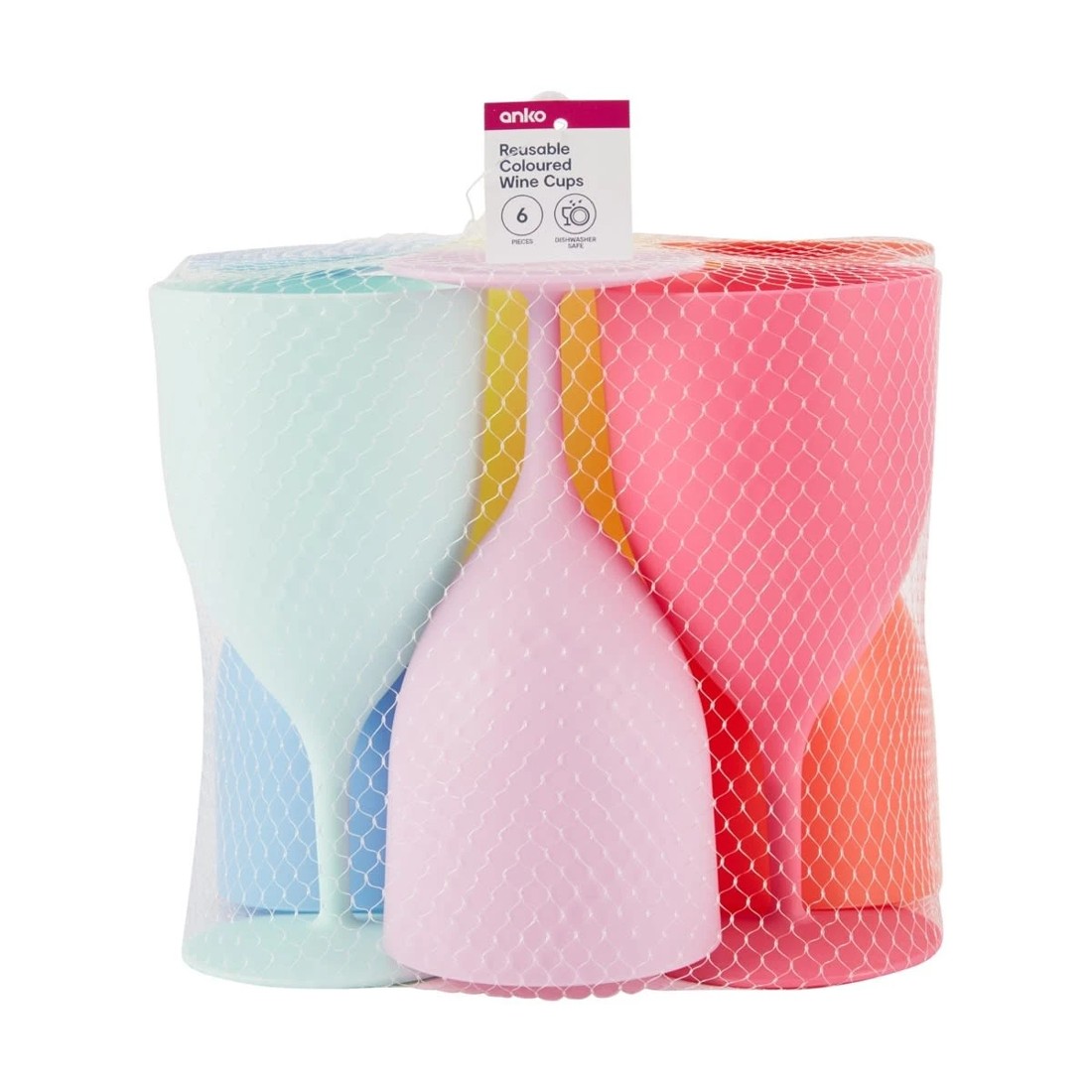 5 6 Piece Reusable Coloured Wine Cups, 5 of 5