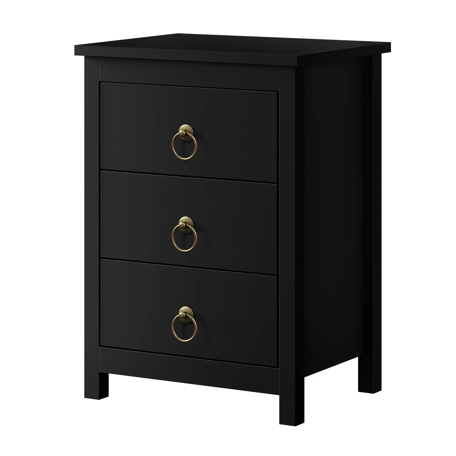 9 Alfordson Bedside Table Hamptons 3 Drawers Nightstand Storage Side End - Black, 9 of 10