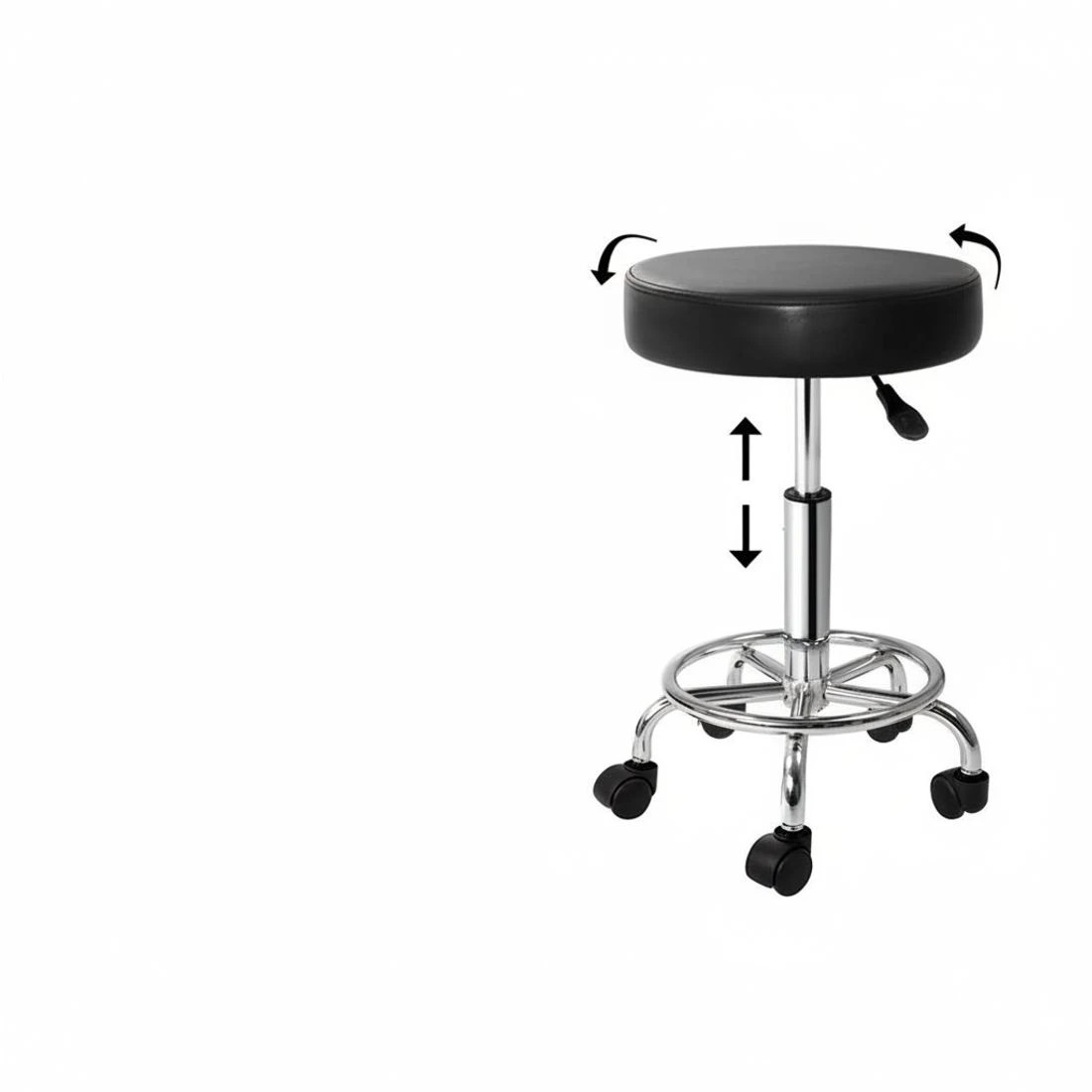 2 Artiss 2x Salon Stool Round Swivel Chair - Black, 2 of 4