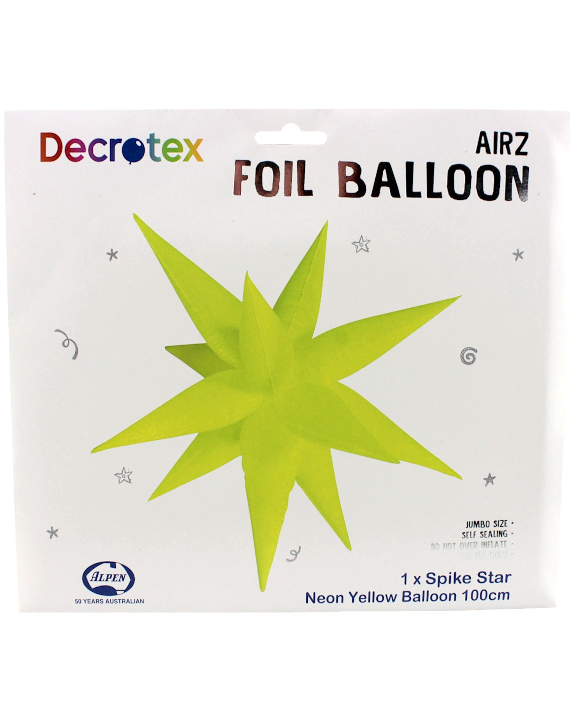 3 Alpen Neon Matte Supershape Starburst Balloon 100cm - Yellow, 3 of 4