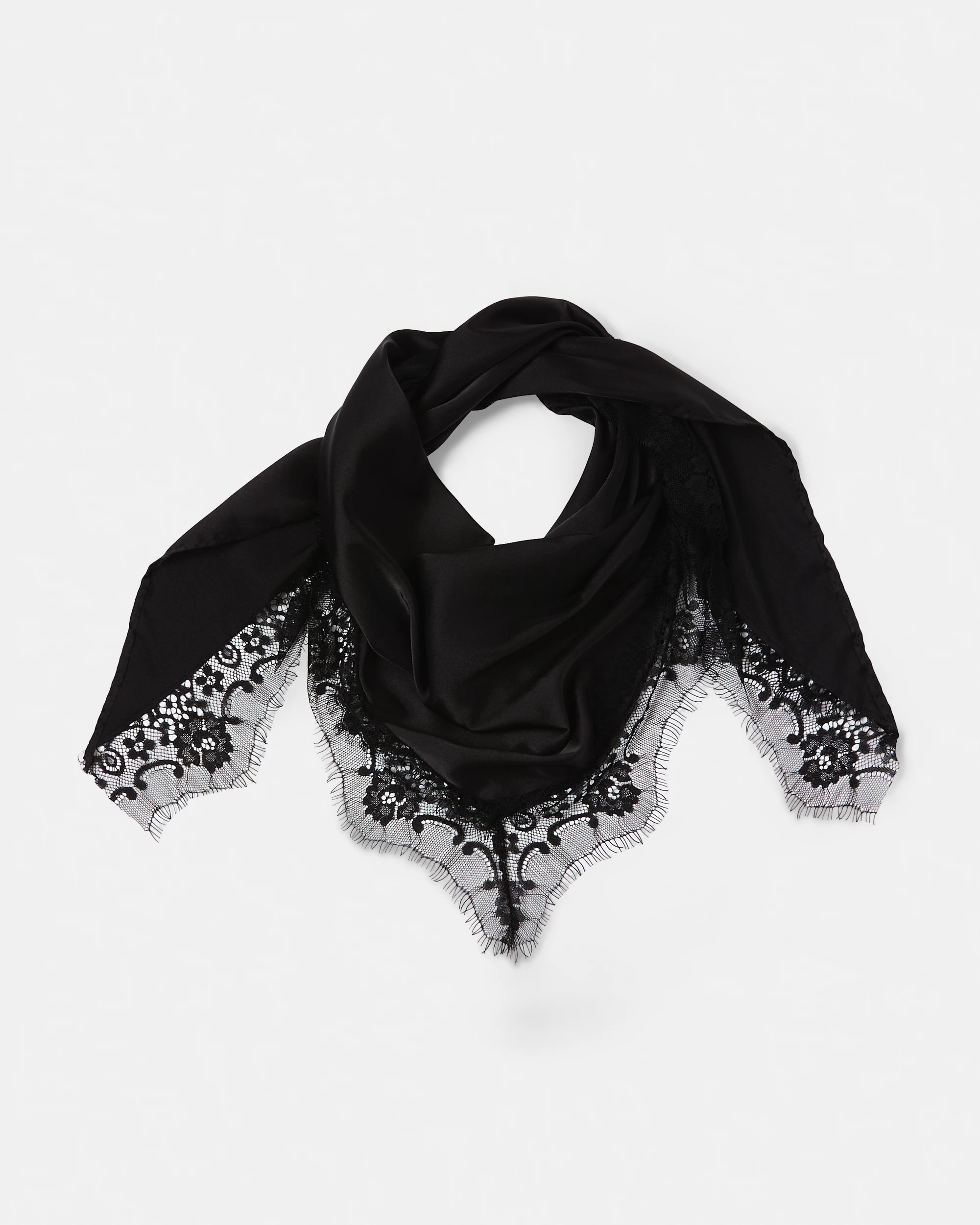 1 Lace Triangle Scarf - Black, 1 of 4