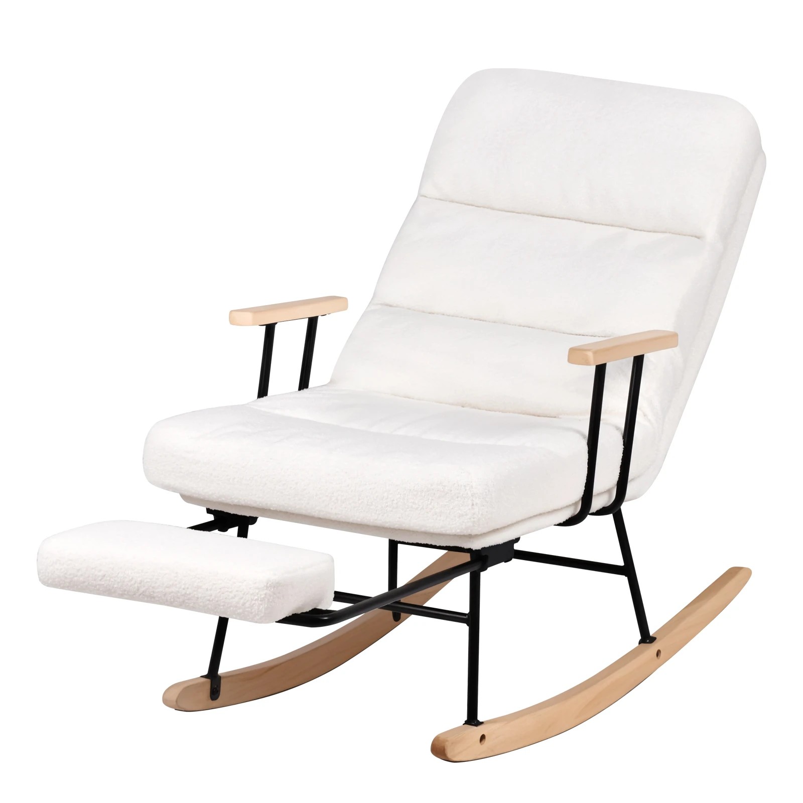 1 Advwin Rocking Chair with Footrest Nursery Cushion Armchair with High Backrest Reading Chair, 1 of 10