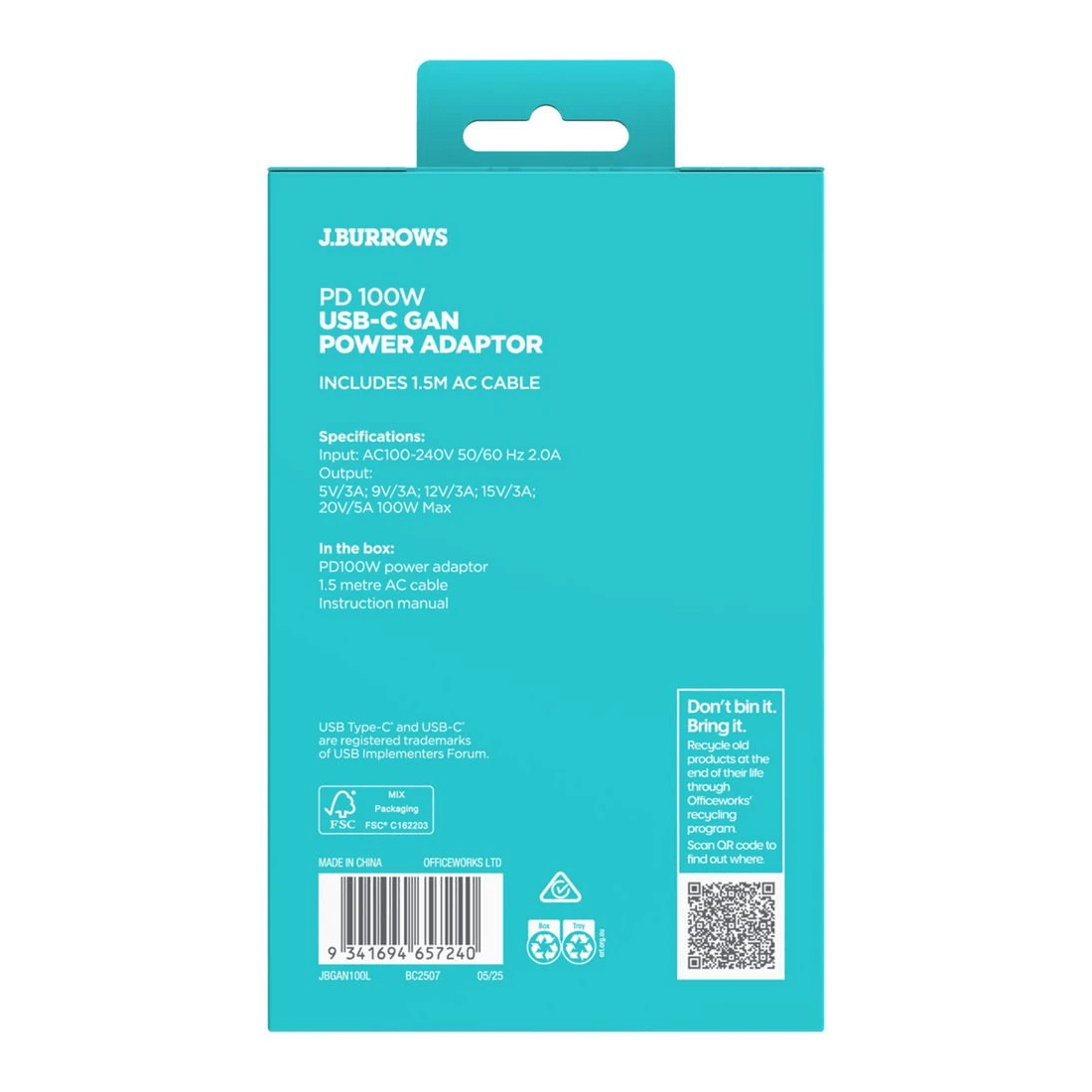 5 J.Burrows GaN USB-C PD Laptop Charger 100W, 5 of 5