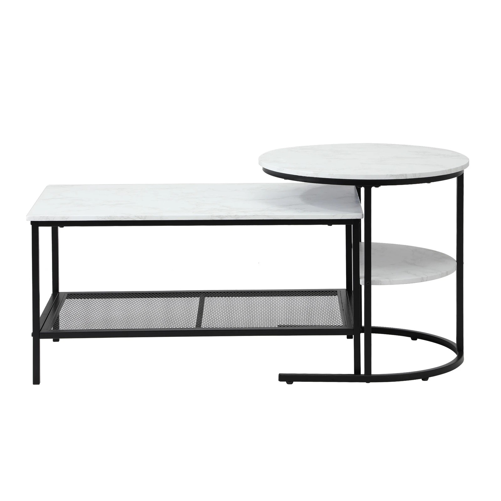 6 Oikiture Nesting Coffee Table Set Of 2 Side End Tables Faux Marble Top
 - Multi, 6 of 10