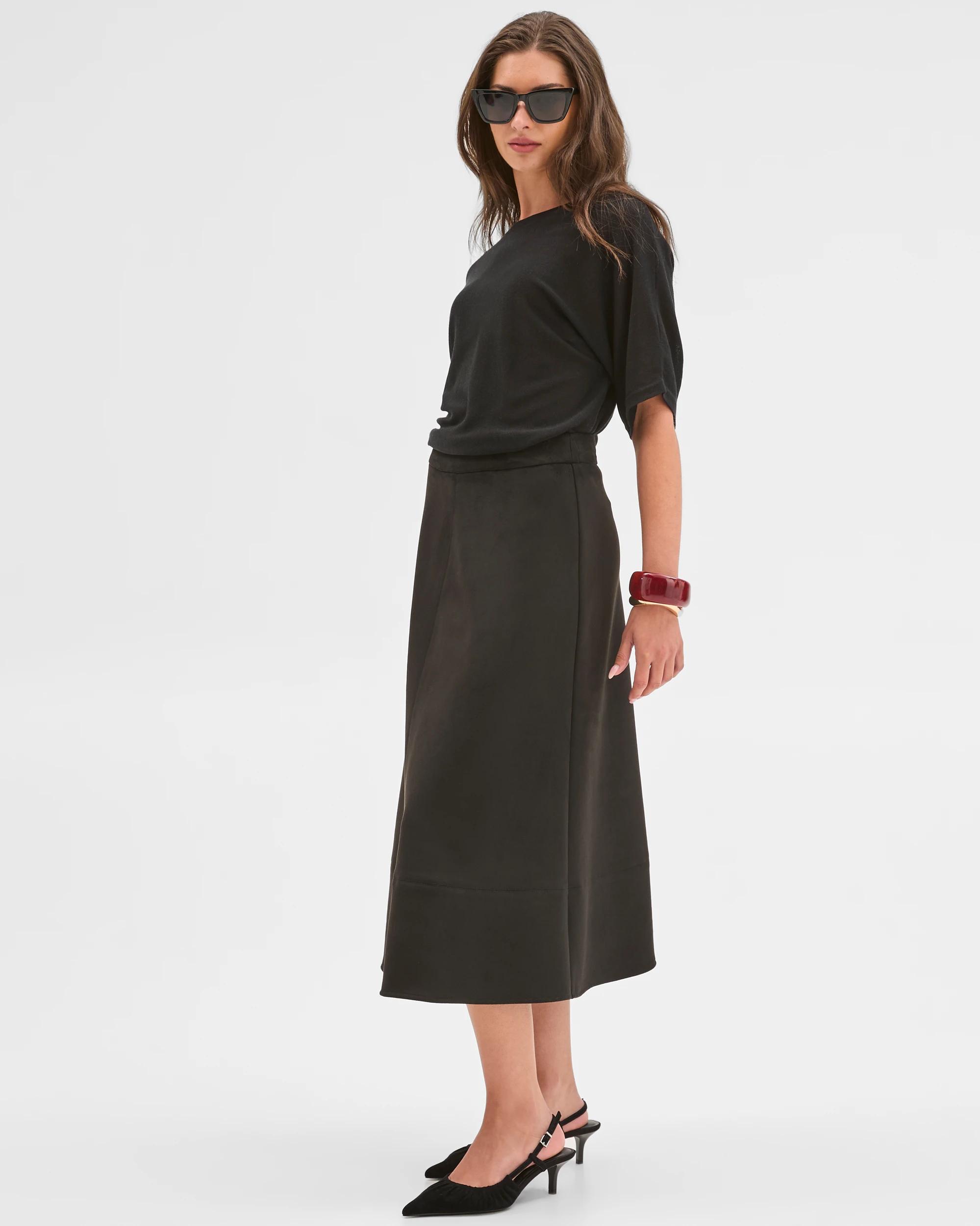 2 Target Petites Petites Suedette Midi Skirt BLACK, 2 of 6