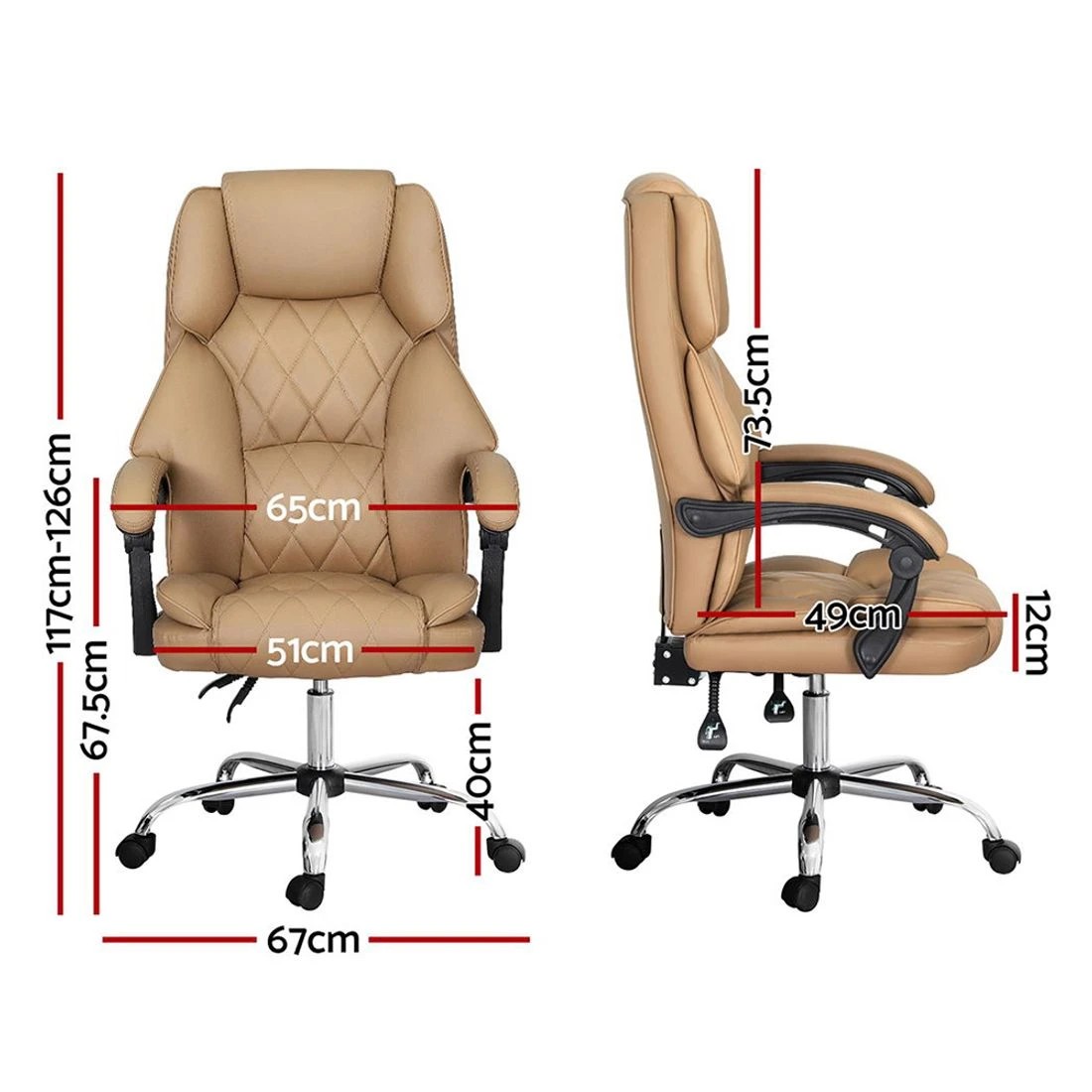 2 Artiss Executive Office Chair Leather Recliner Espresso
 - brown, 2 of 7