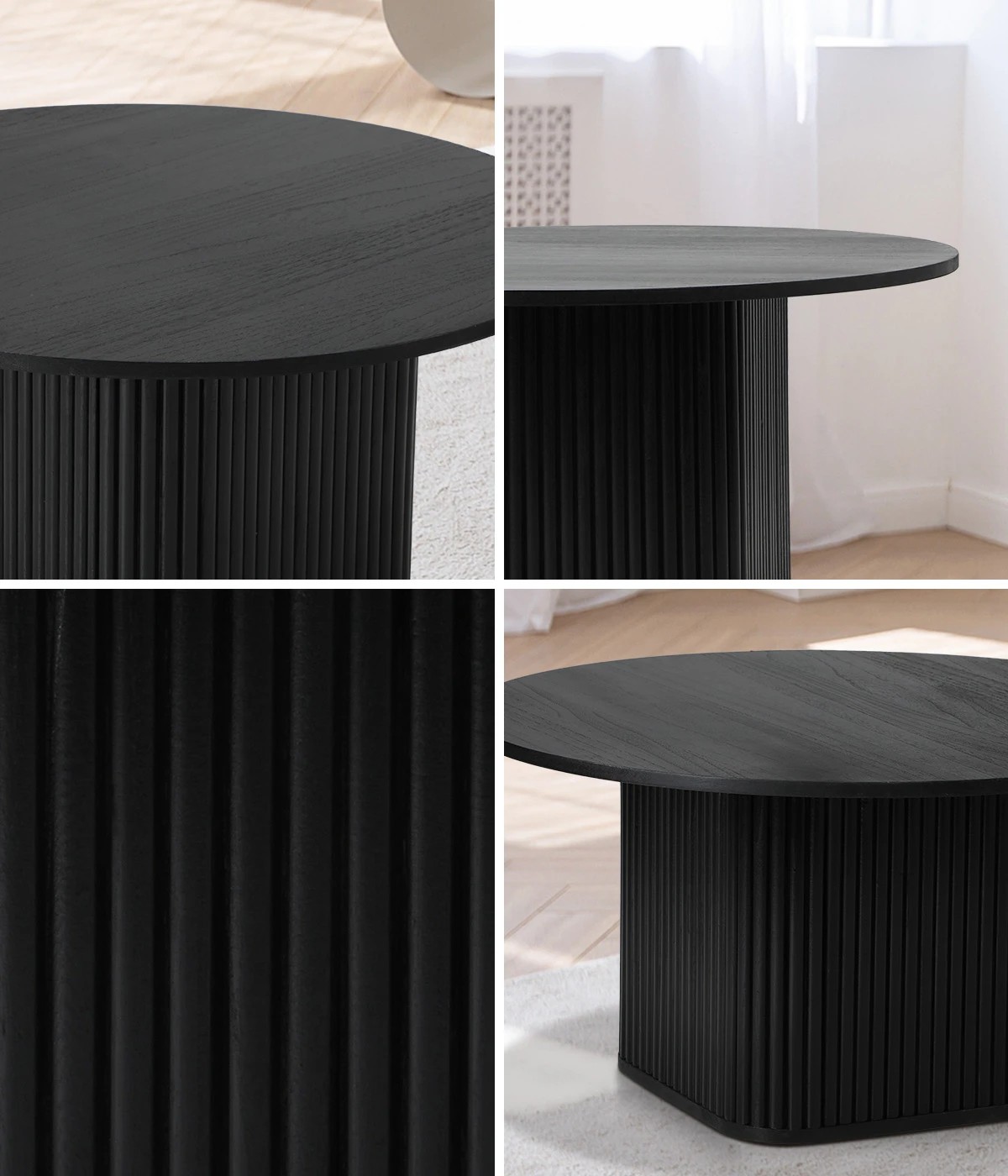 4 Oikiture Coffee Table Side End Tables Sofa Desk Round Wooden
 - Black, 4 of 10