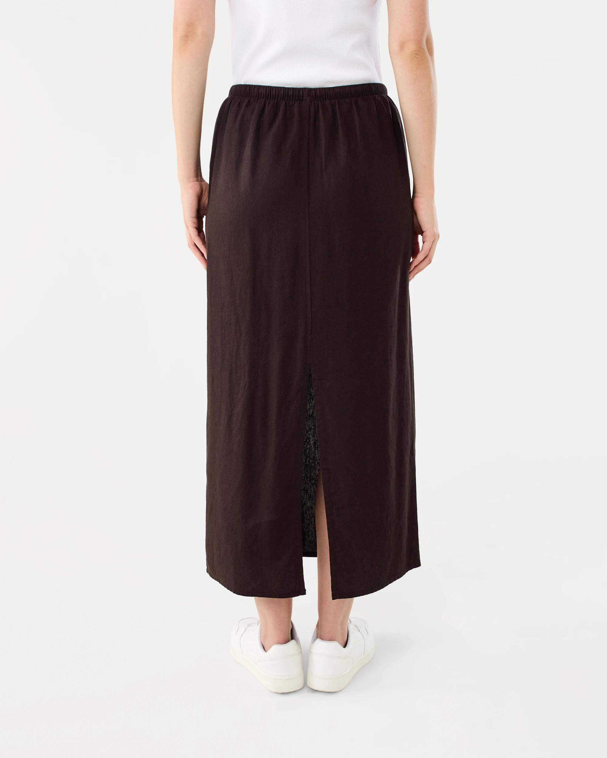 3 Linen Blend Column Maxi Skirt Cbean, 3 of 5