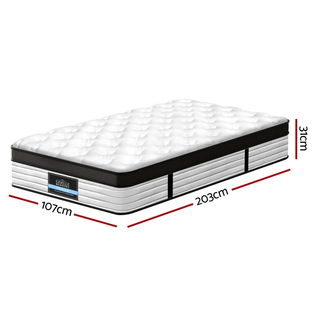2 Giselle Bedding 31cm Mattress Euro Top King Single - King Single Bed - White, 2 of 7