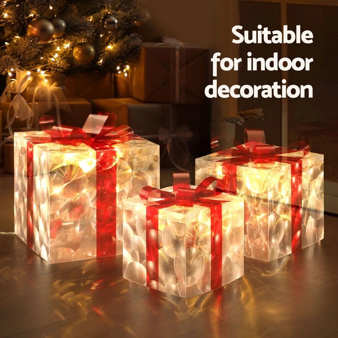 6 Jingle Jollys Christmas Lights 70 LED Fairy Light Gift Box 3pcs Decorations - Red, 6 of 7