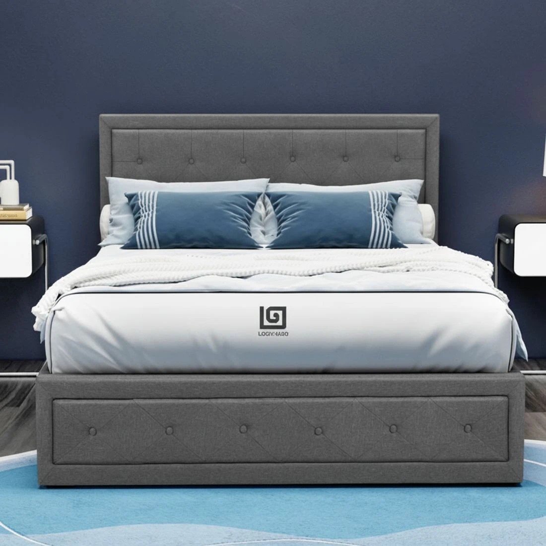 6 Artiss Bed Frame Double Size Gas Lift  TIYO - Grey, 6 of 7