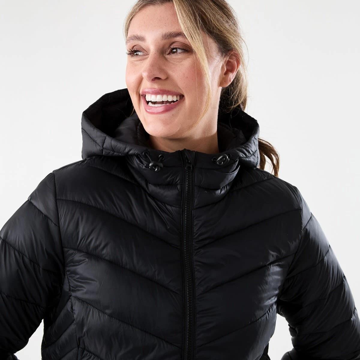5 Active Womens Longline Packable Puffer Jacket Black, 5 of 7