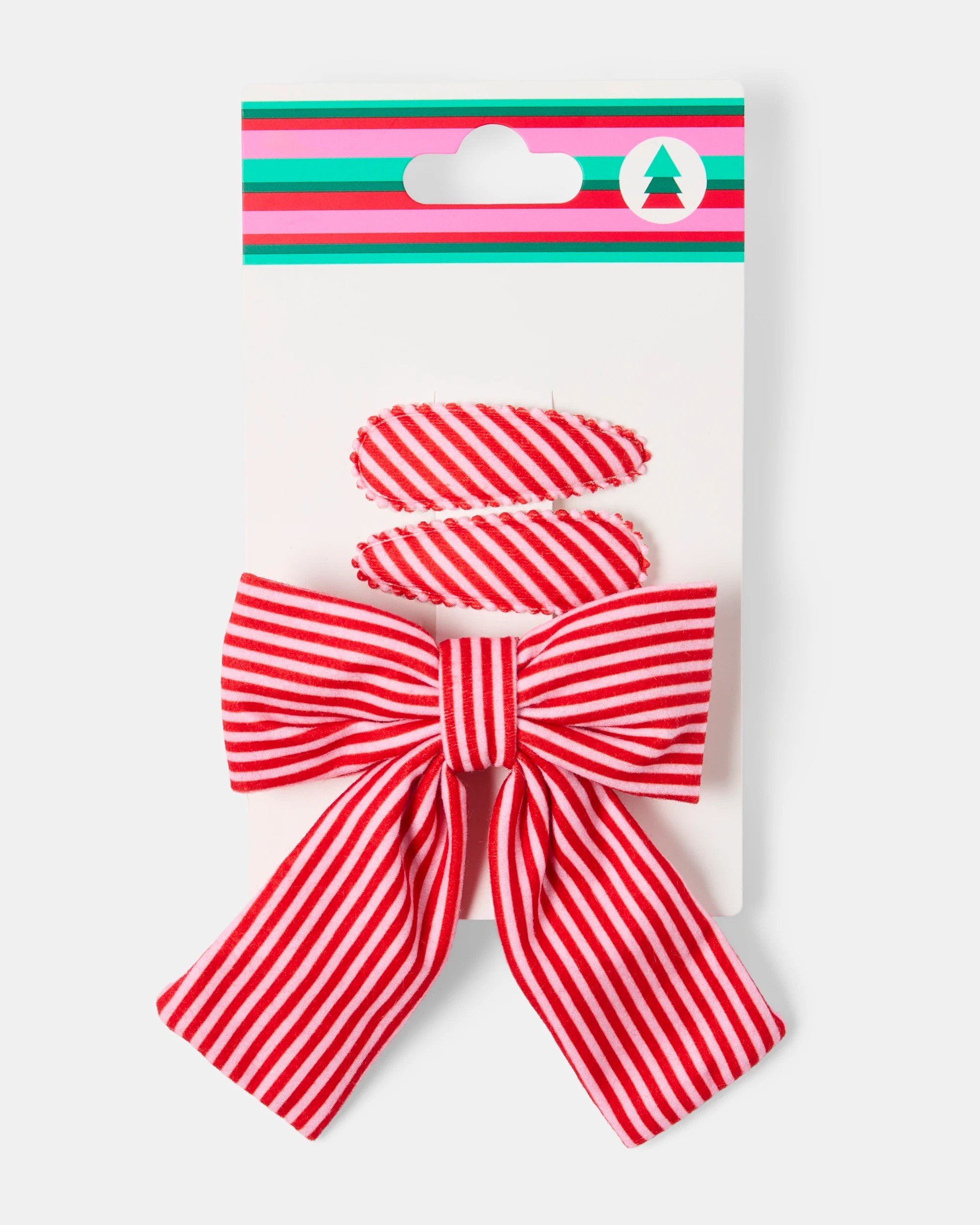 3 3 Pack Christmas Stripe Bow Hair Clips, 3 of 3