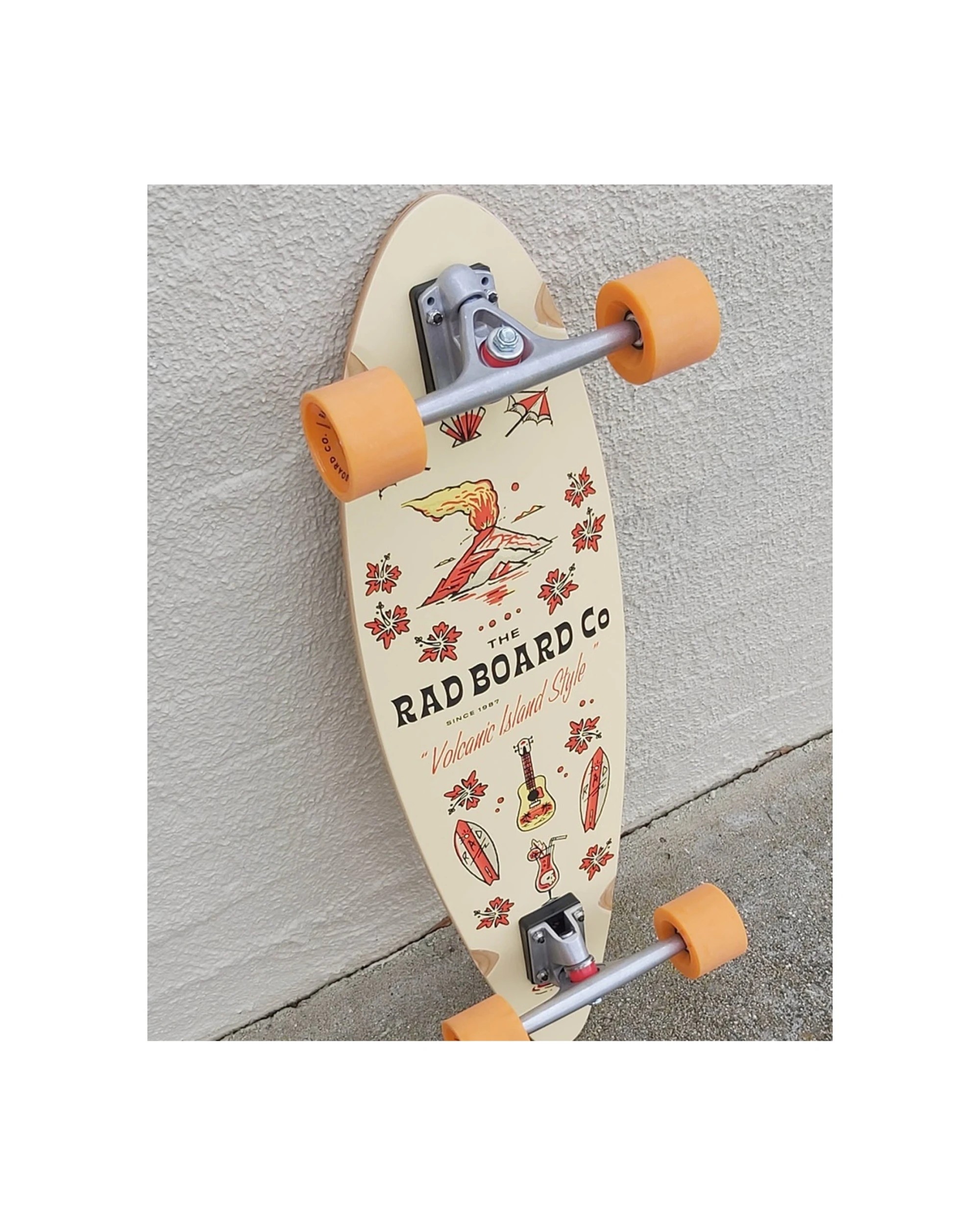 2 Rad Board Co Complete Pintail Mini Longboard 9 Inch Compact Lightweight Tiki Volacano - Multi, 2 of 4