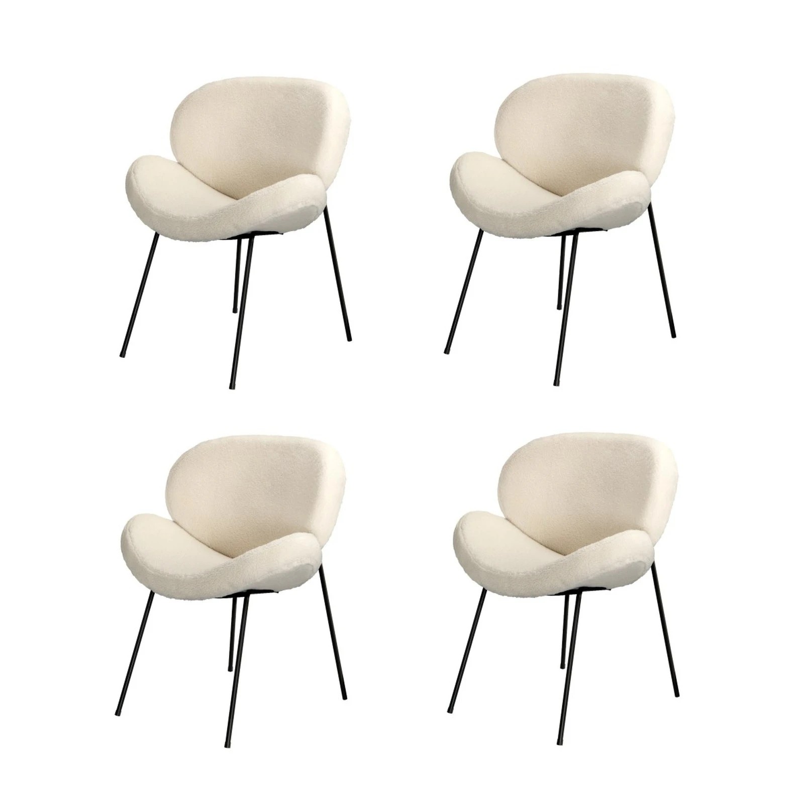 1 Oikiture 4PCS Armchair Dining Chair Accent Chairs Tub Armchairs Sherpa - White, 1 of 9