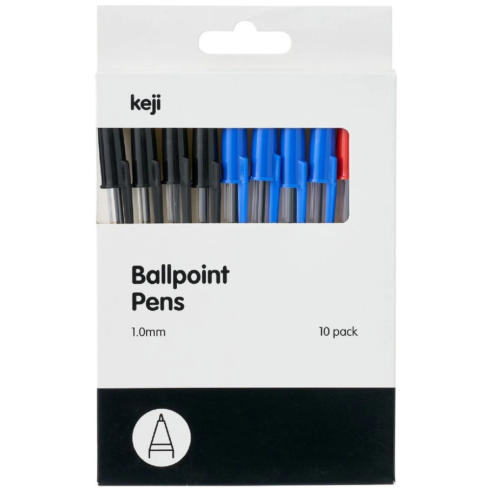 1 Keji Ballpoint Pens 1mm Assorted 10 Pack, 1 of 2