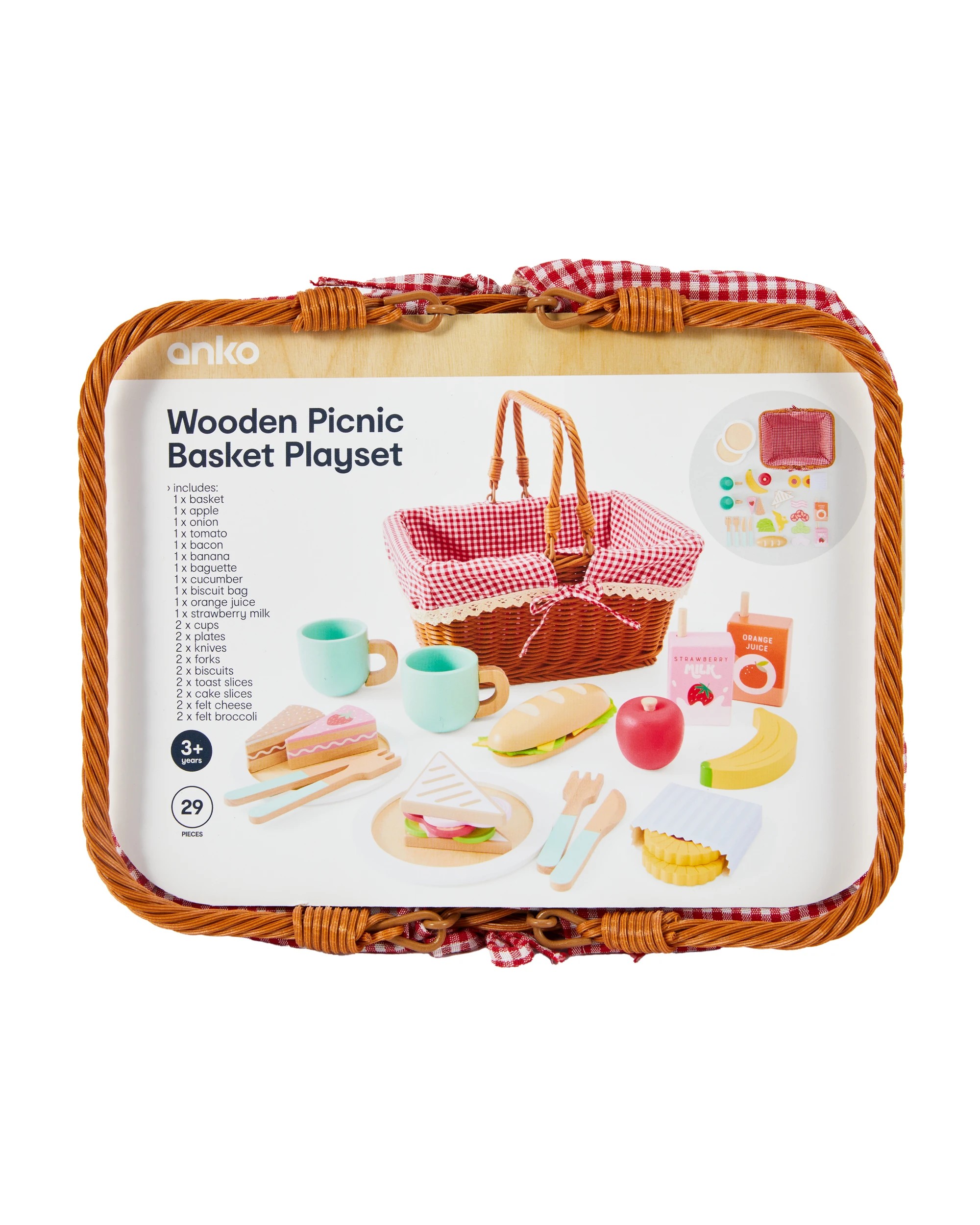 5 29 Piece Wooden Picnic Basket Playset, 5 of 5