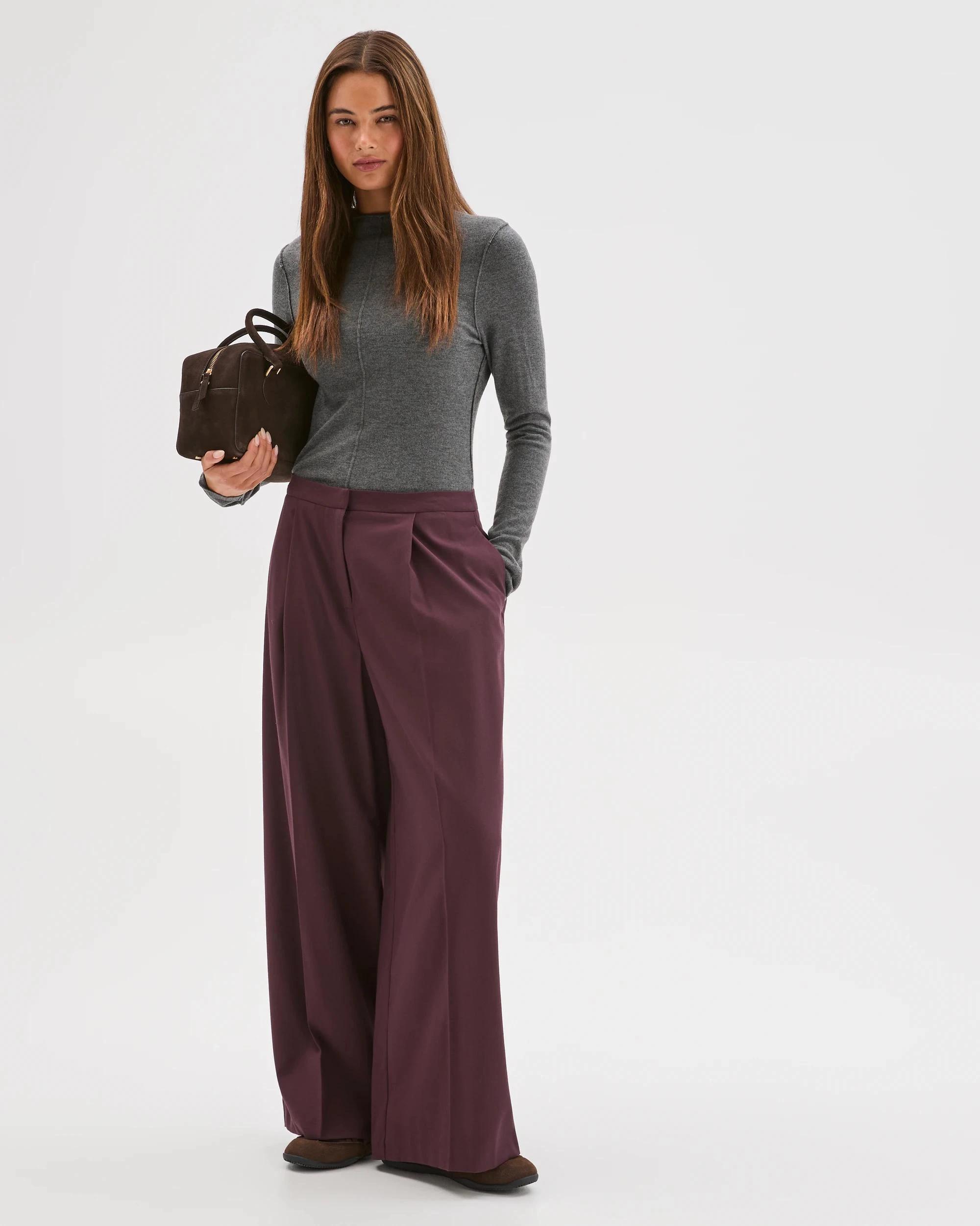 1 Lily Loves Wide Leg Tailored Pants FUDGE, 1 of 7