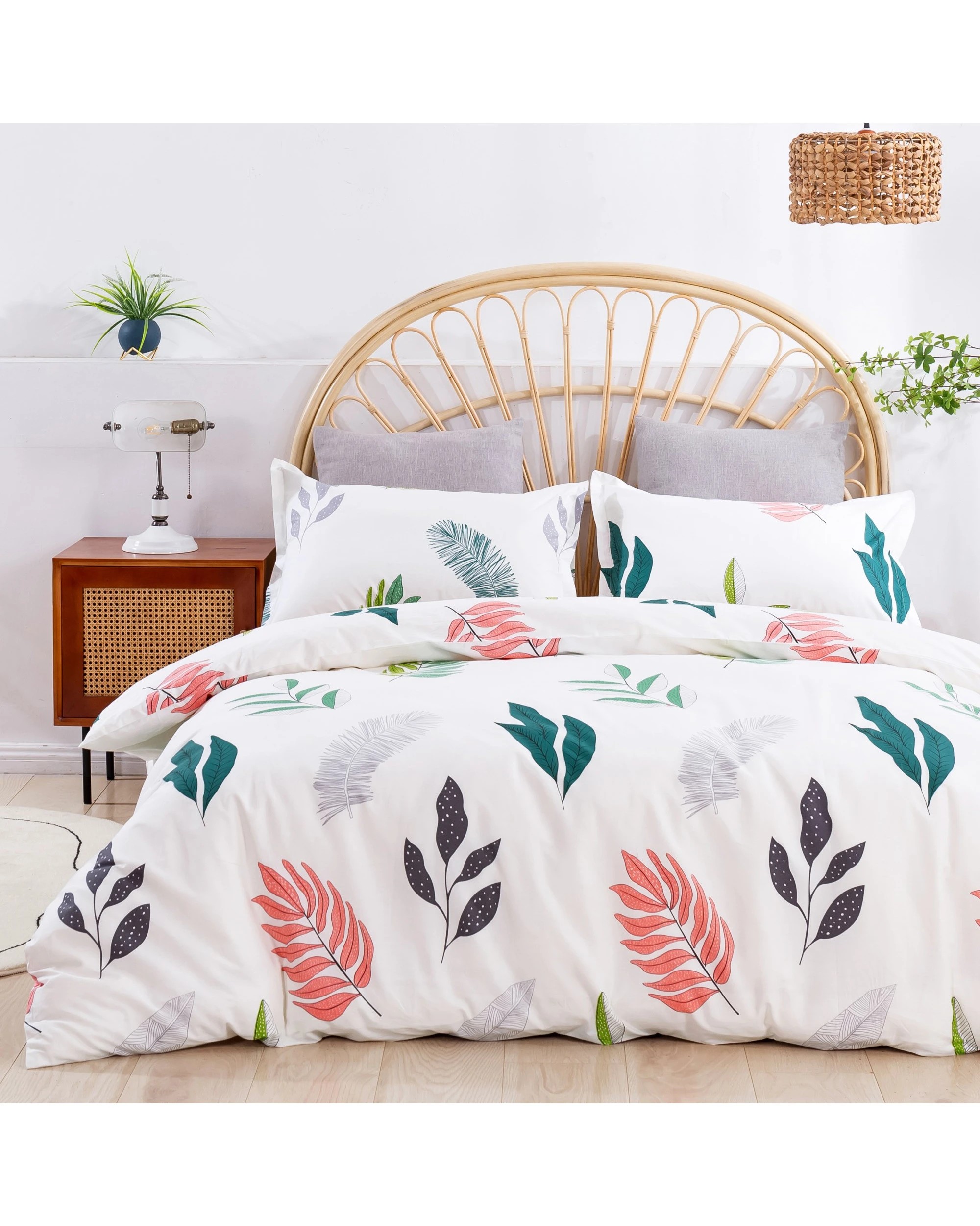 2 Dreamaker Fern 100% Cotton Quilt Cover Set - King Single Bed - Floral and Botanical, 2 of 5