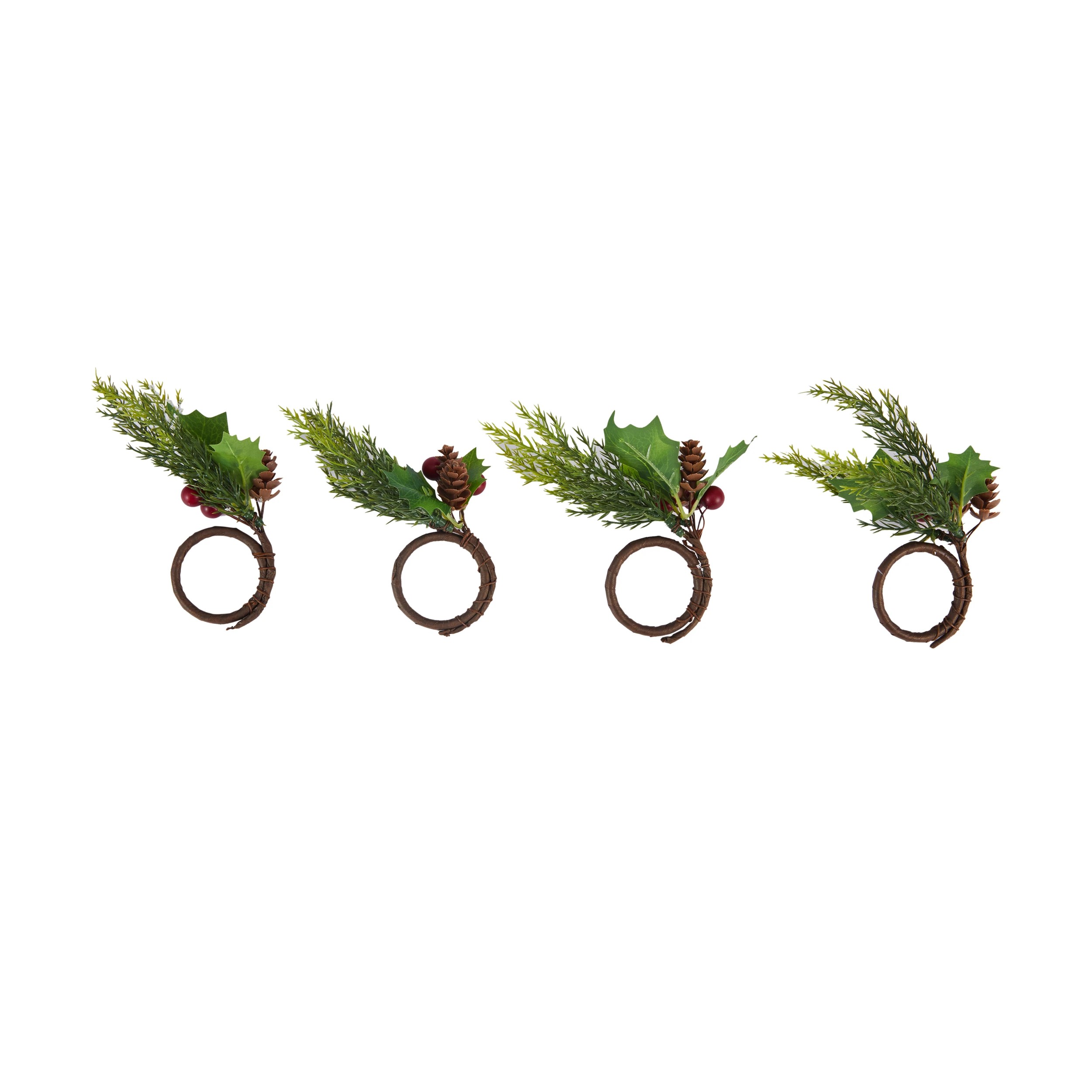 3 4 Pack Green Foliage Napkin Rings, 3 of 4