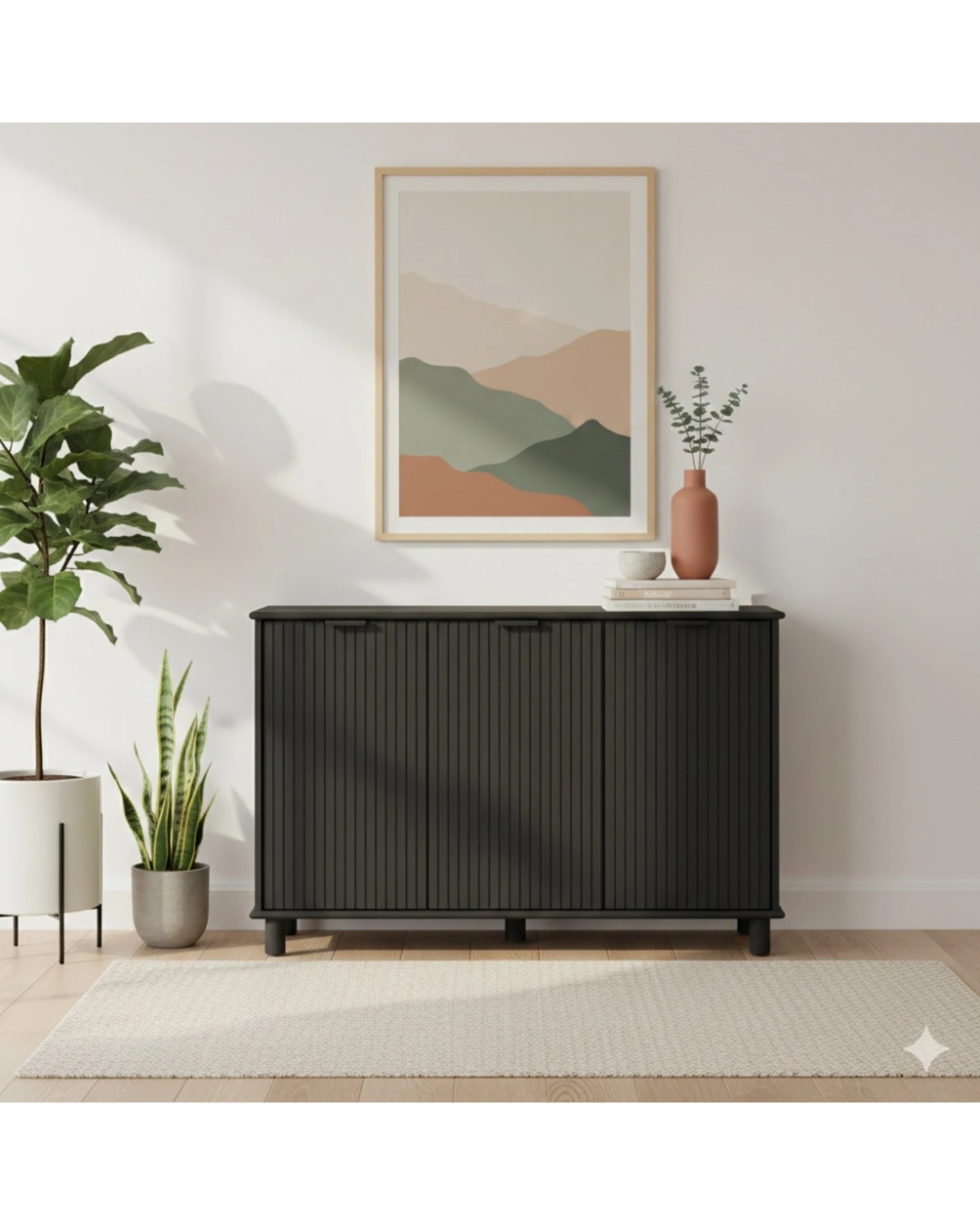 2 Alpine Bay Sorrento 3 Door Adjustable Sideboard Cupboard Decor Woodgrain - Black, 2 of 8