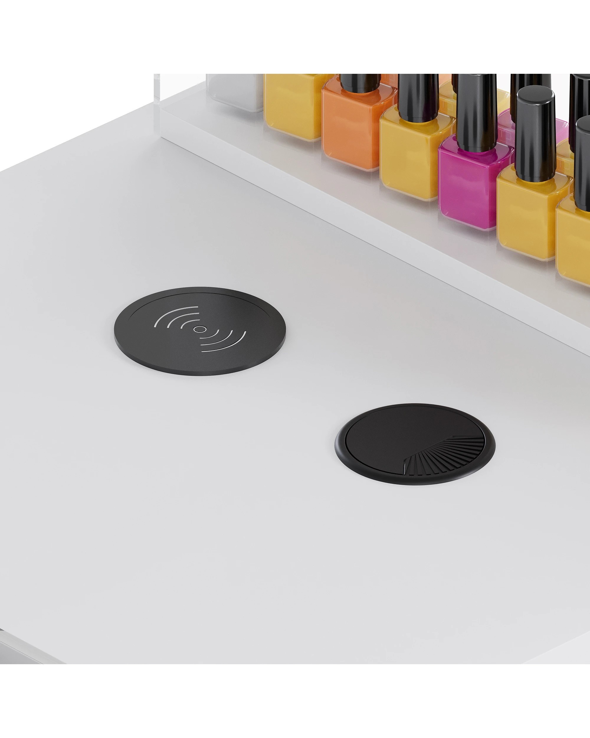 7 Advwin Vanity Nail Desk Manicure Table w/Glass Top Drawer Dust Collector Wireless Charging LED Light - White, 7 of 10