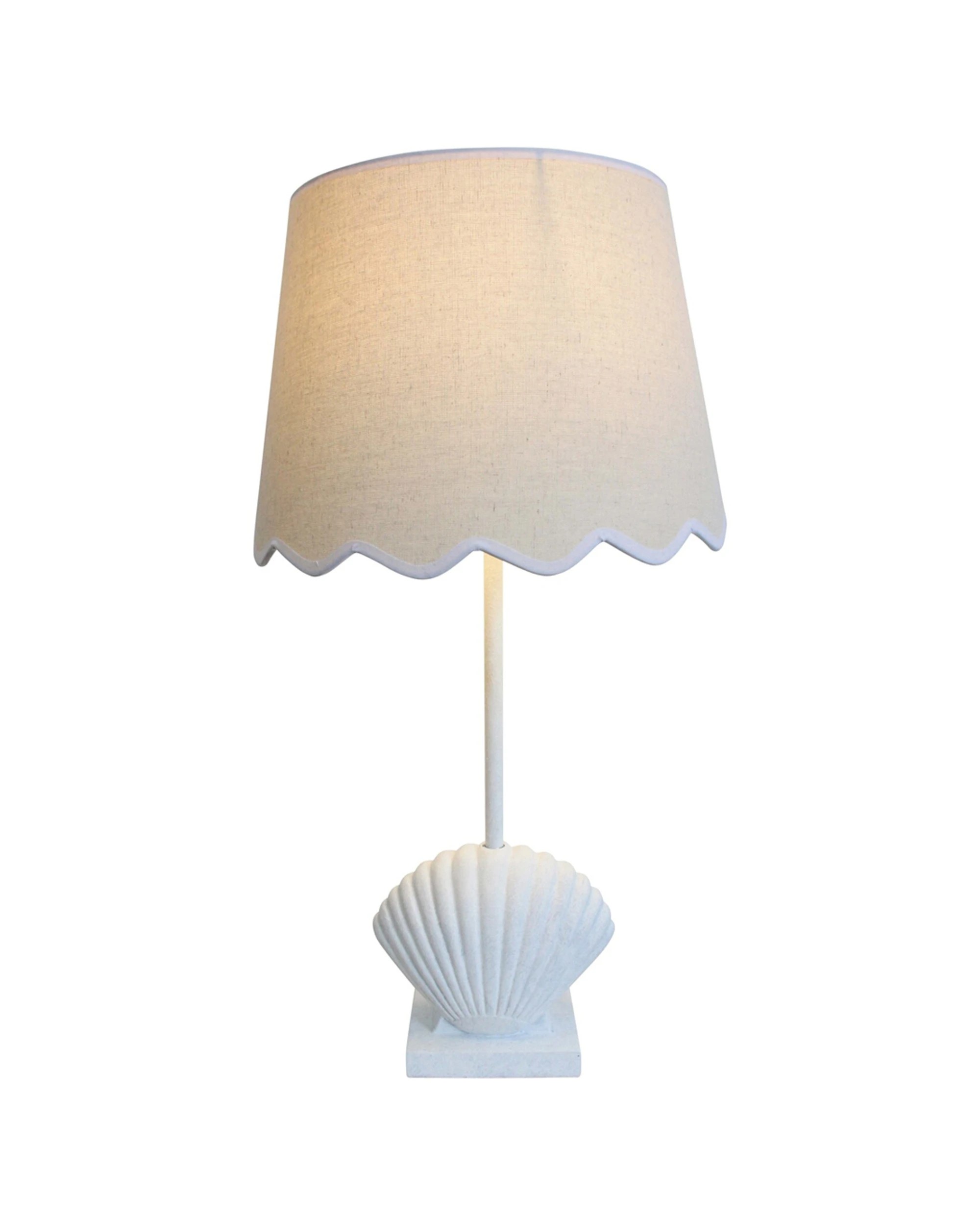 1 LVD Linen Polyresin Lamp Fan Shell Home Room Decor Tabletop Light 70cm - White, 1 of 2
