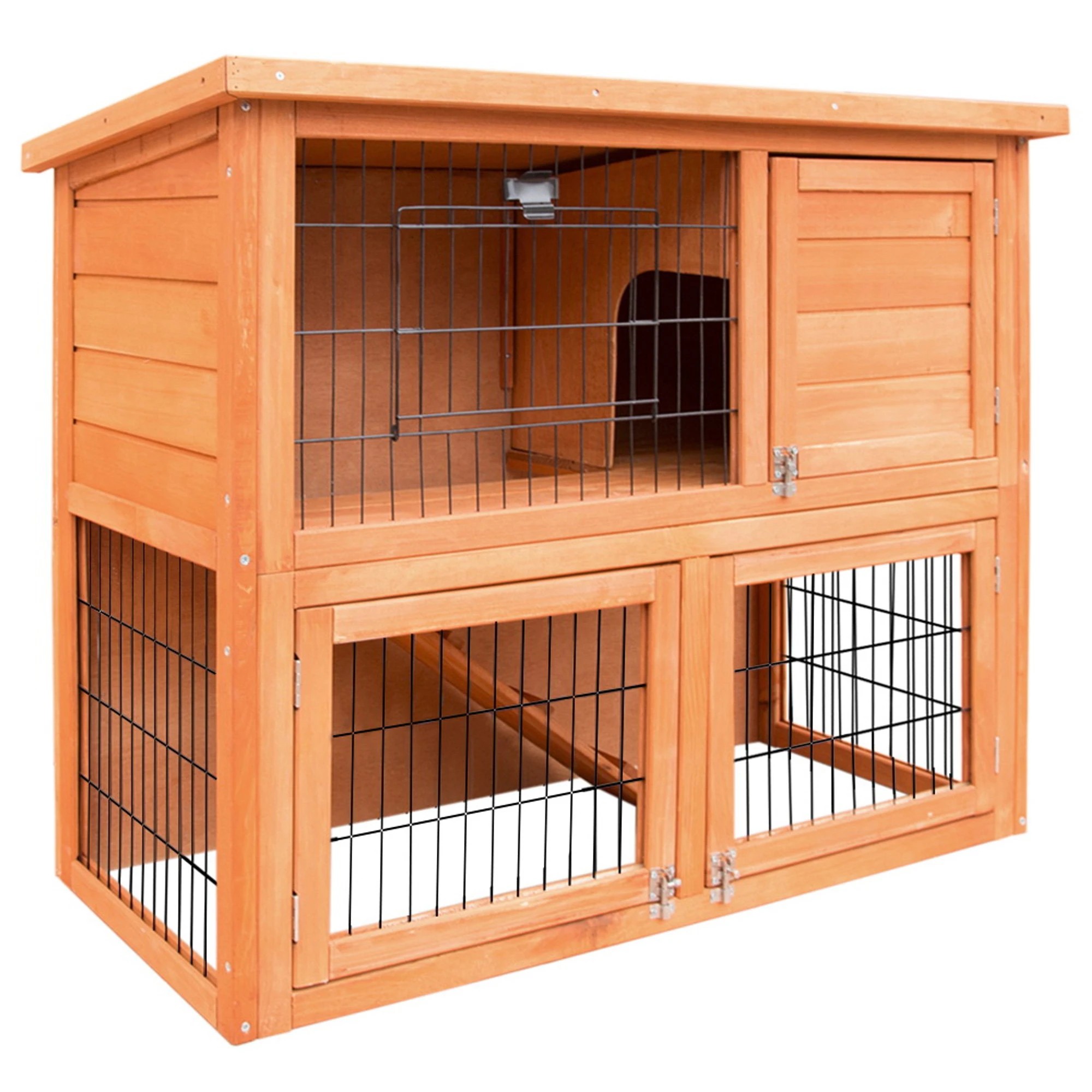 1 i.Pet Chicken Coop Rabbit Hutch Large House Run Wooden Cage Bunny Pet Outdoor - Brown, 1 of 9