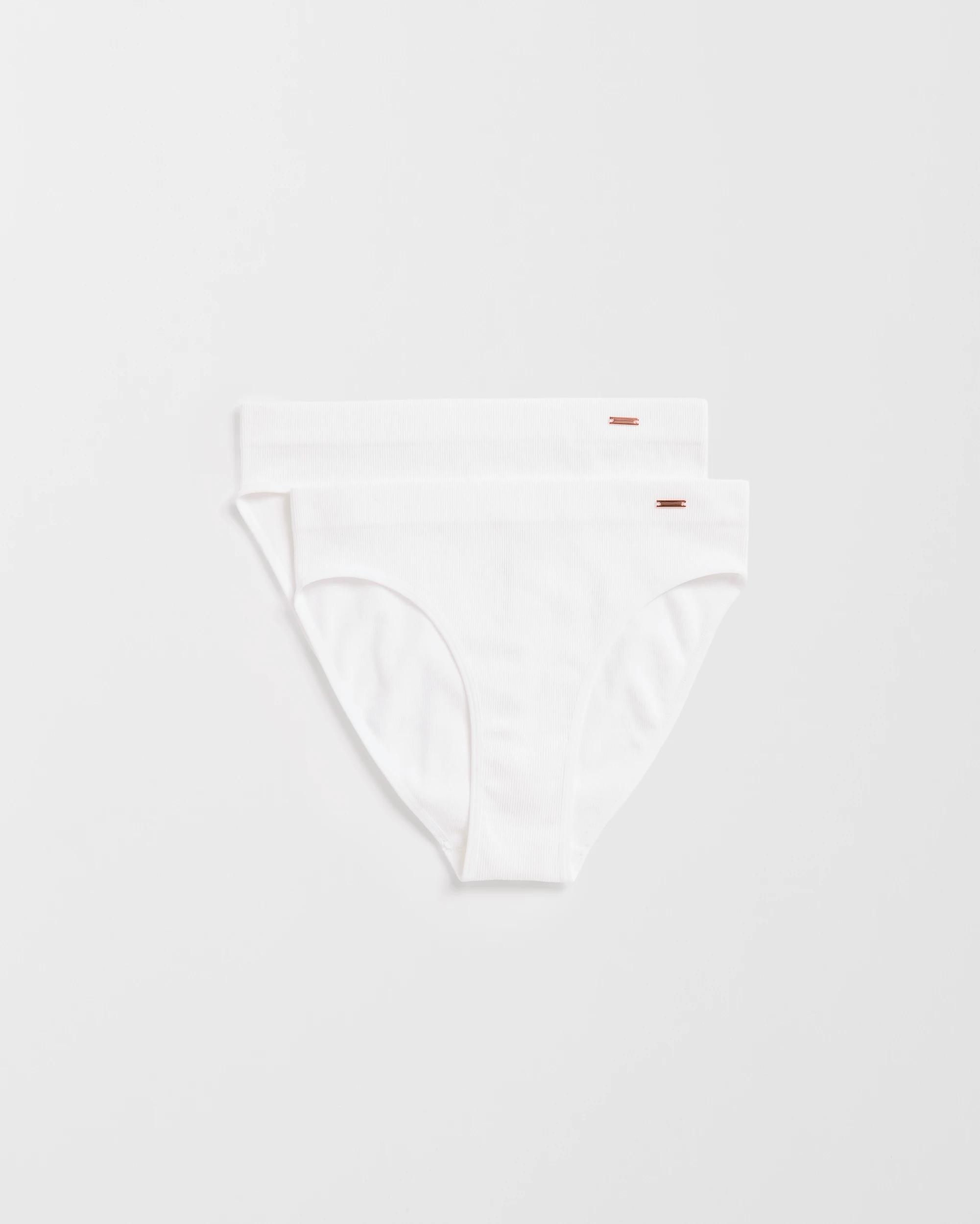 1 Lily Loves 2 Pack Rib Seamfree High Waist Bikini Briefs WHITE, 1 of 10