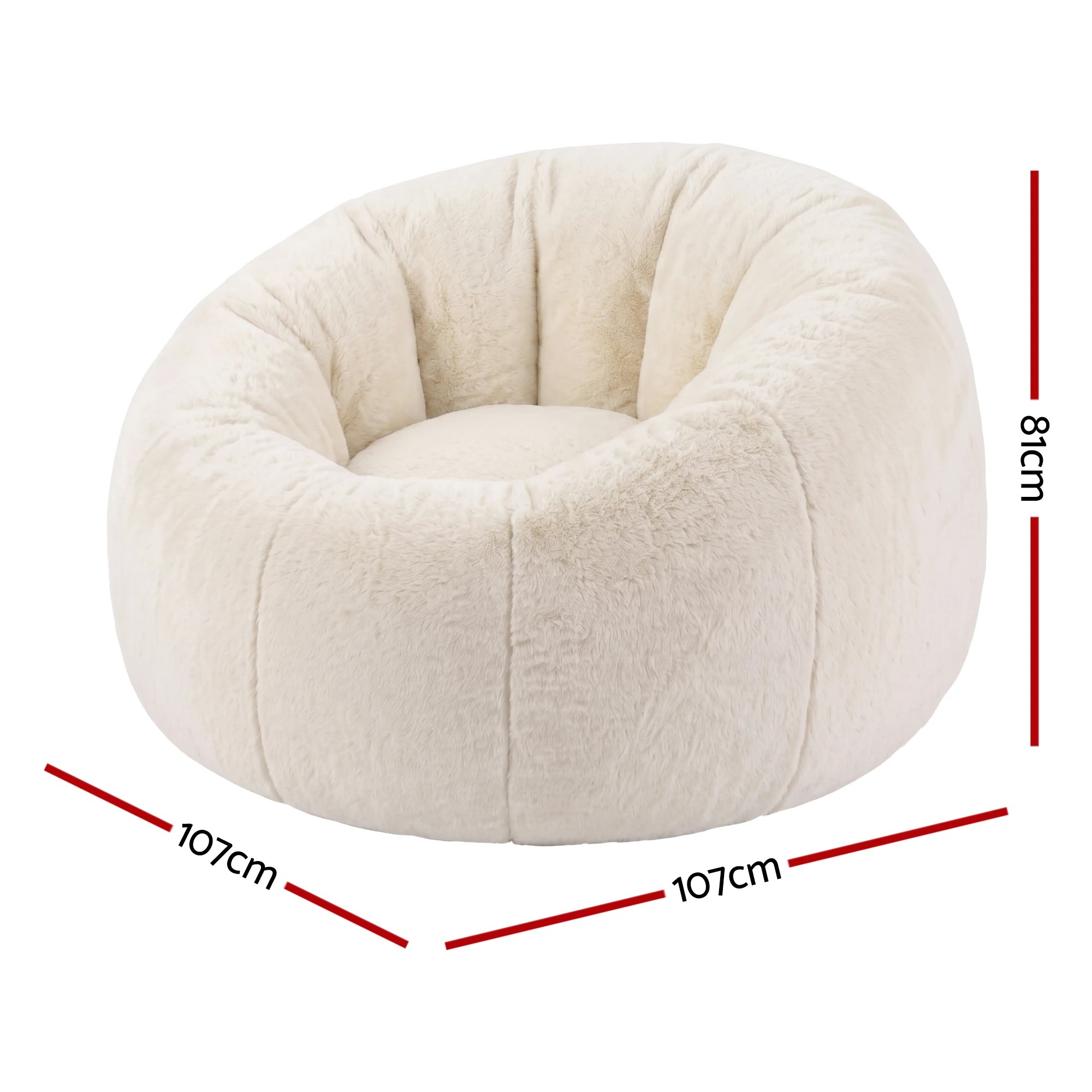 2 Artiss Bean Bag Chair Cover Faux Fur No Filler Washable Lazy Sofa Cover - Beige, 2 of 10