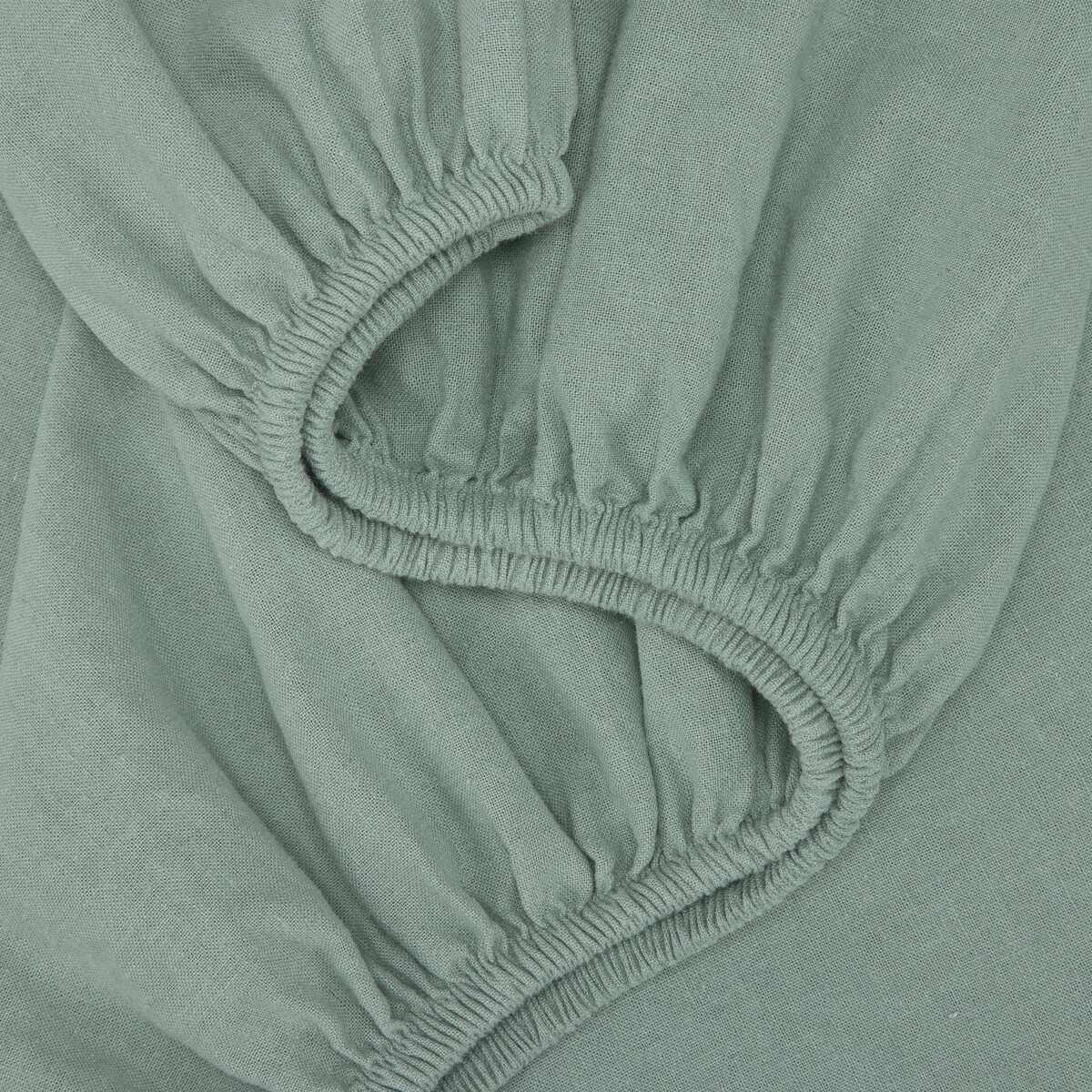 3 Cotton Linen Sheet Set - Queen Bed, Sage, 3 of 7