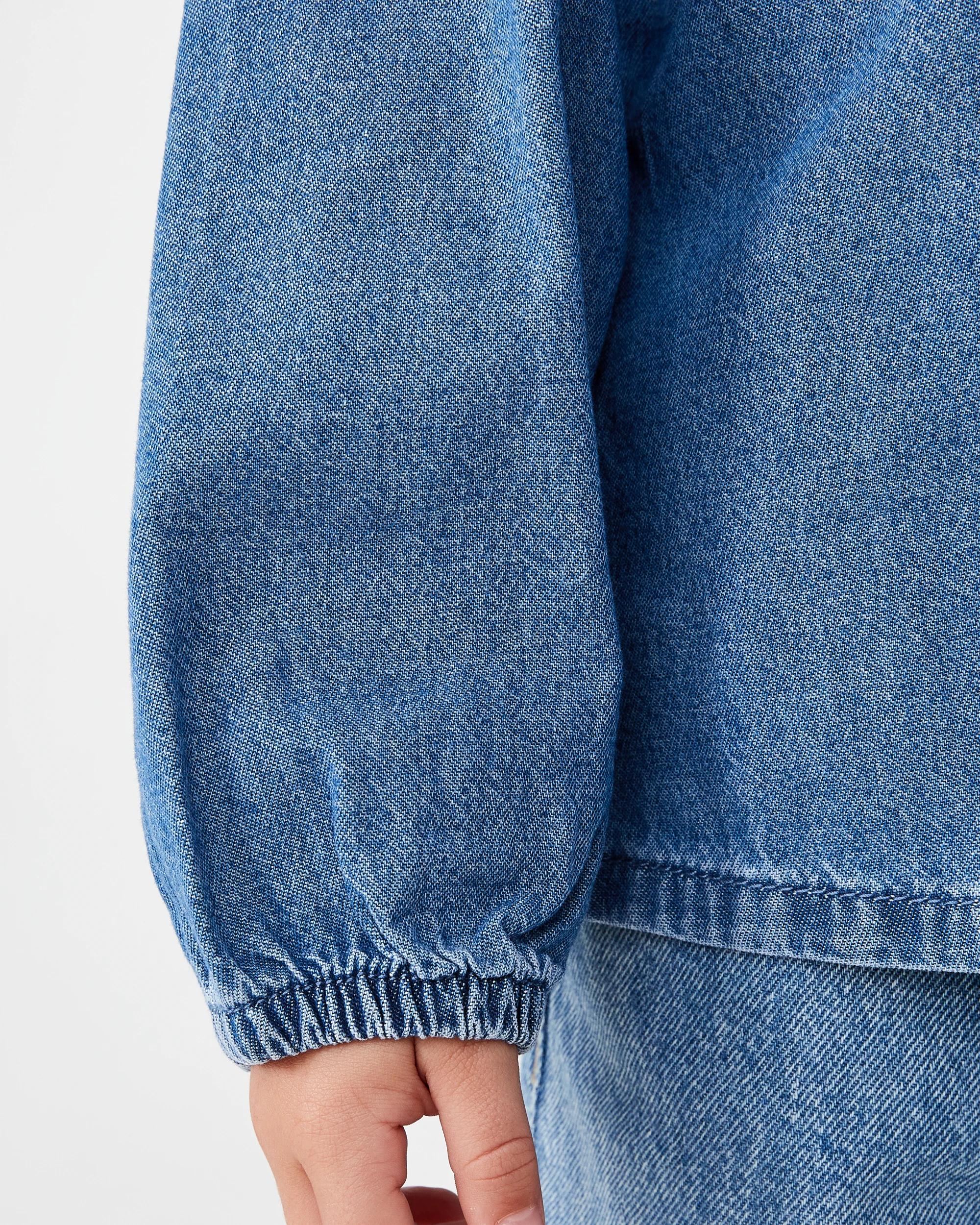 7 Long Sleeve Denim Frill Shirt Red Cherry, 7 of 9